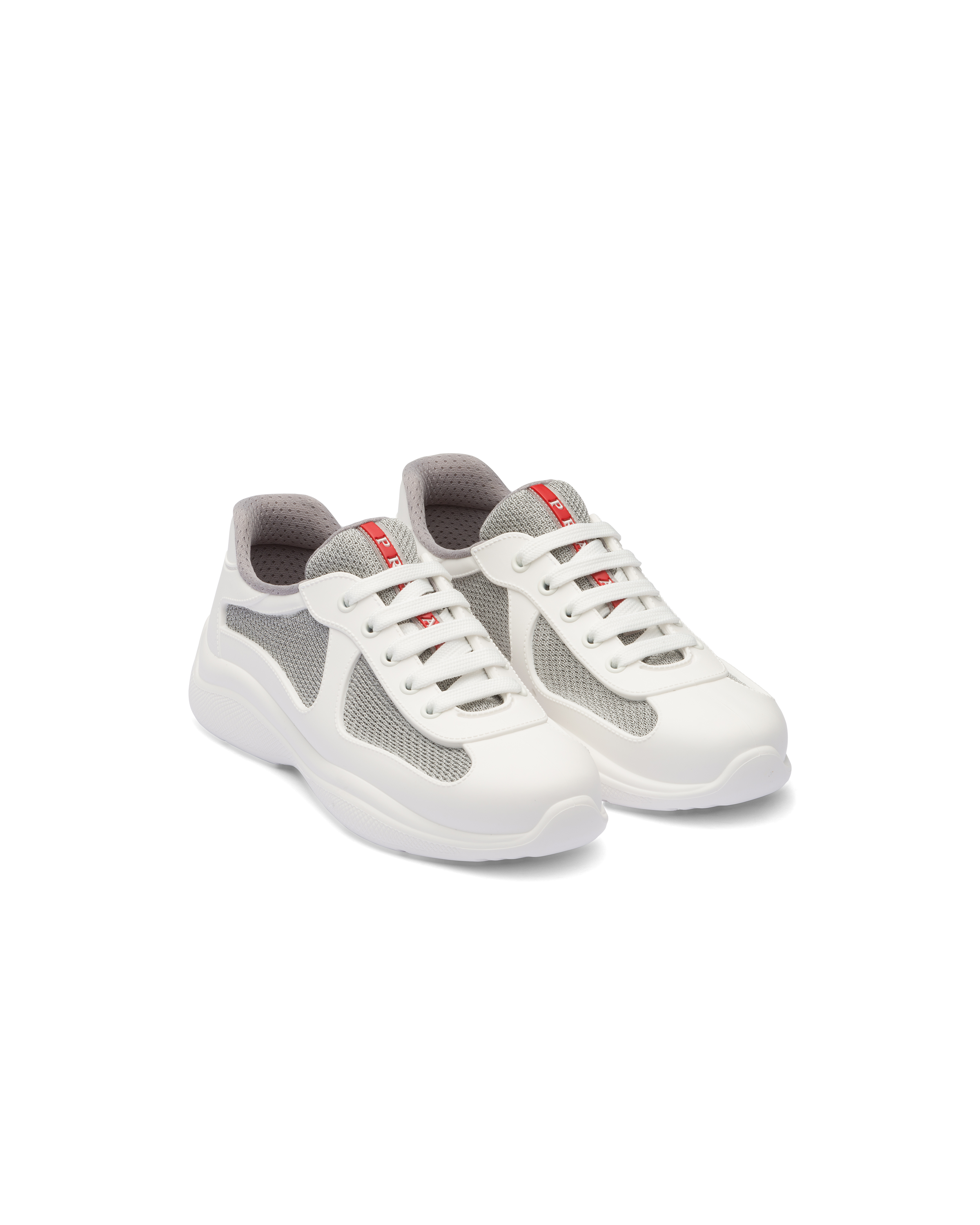 Shop Prada America's Cup Sneaker Aus Weichem Gummi Und Bike-gewebe In White