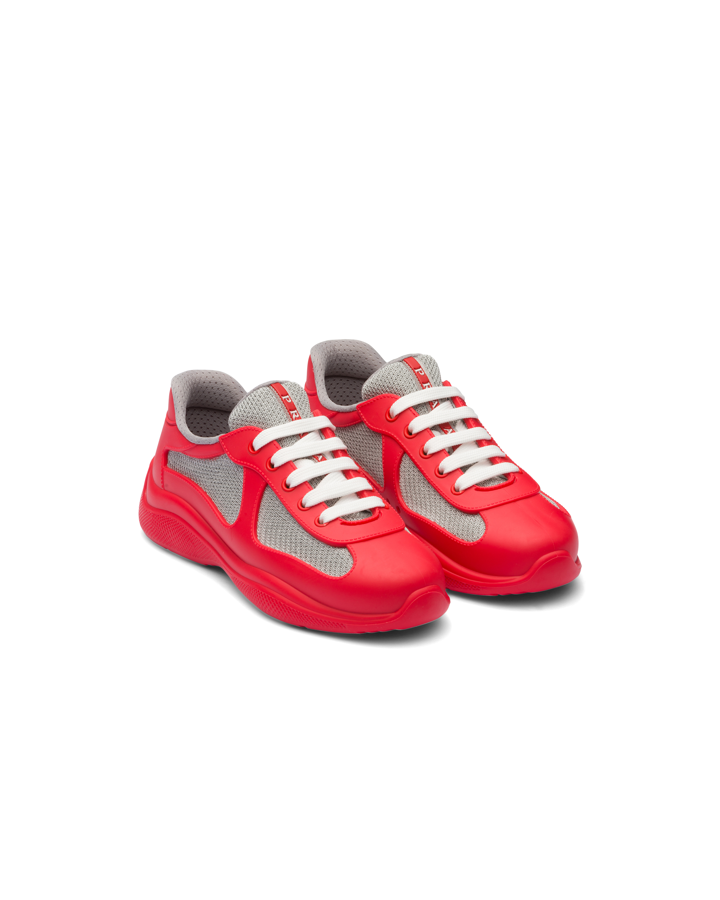 White and red prada sneakers best sale