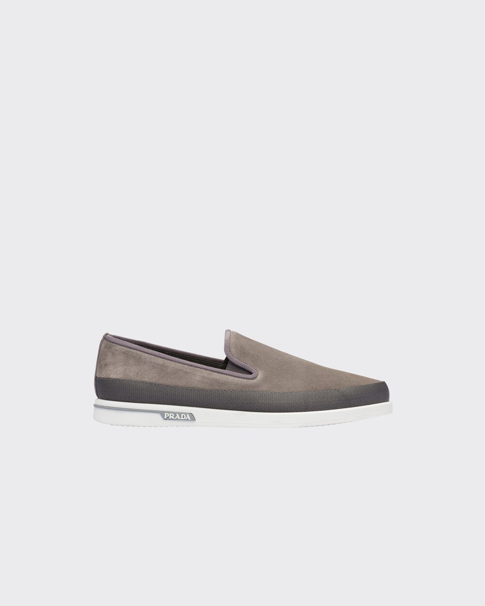 Gravel Gray Saint Tropez Suede Slip On Sneakers Prada