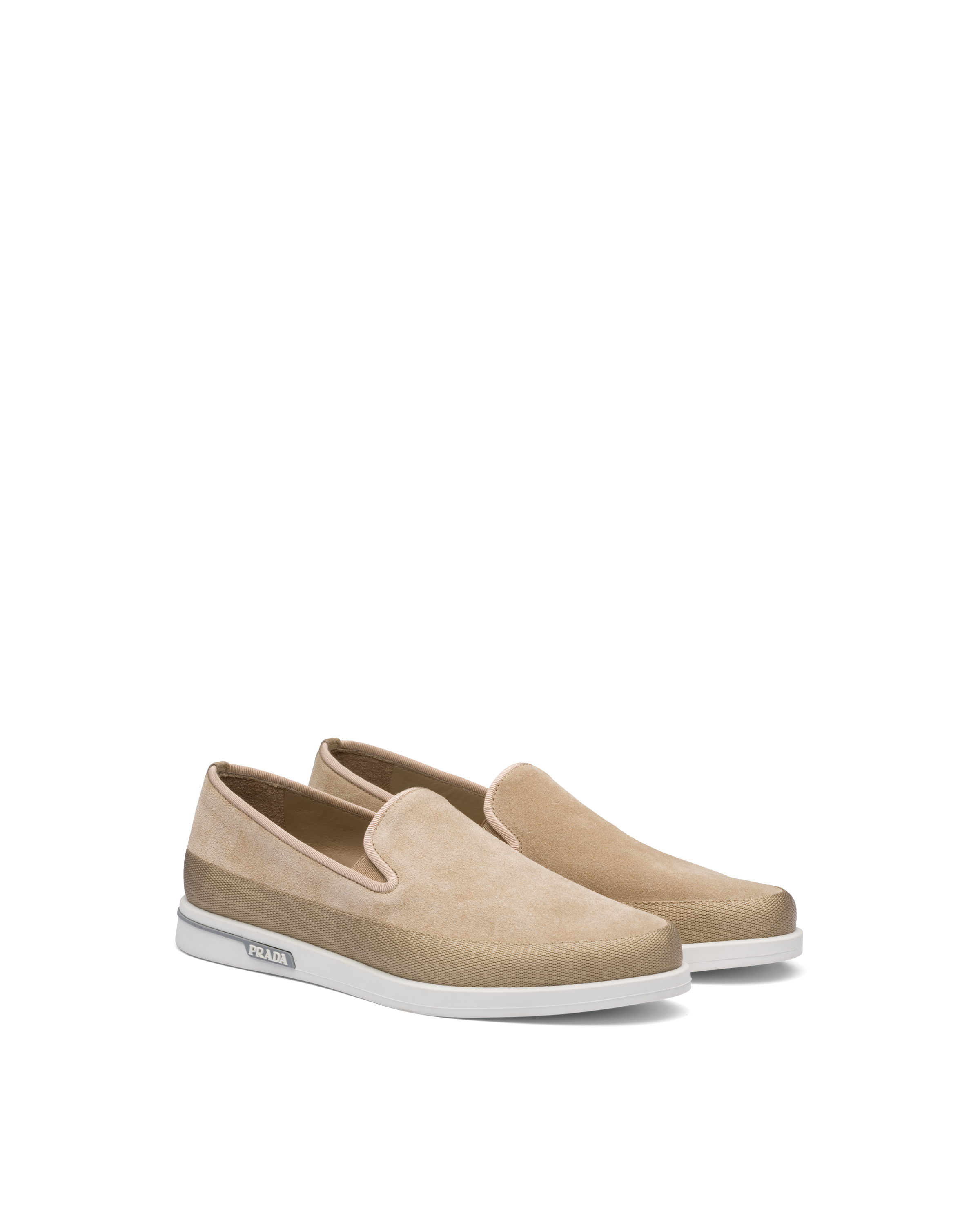 Prada suede 2025 slip on sneakers