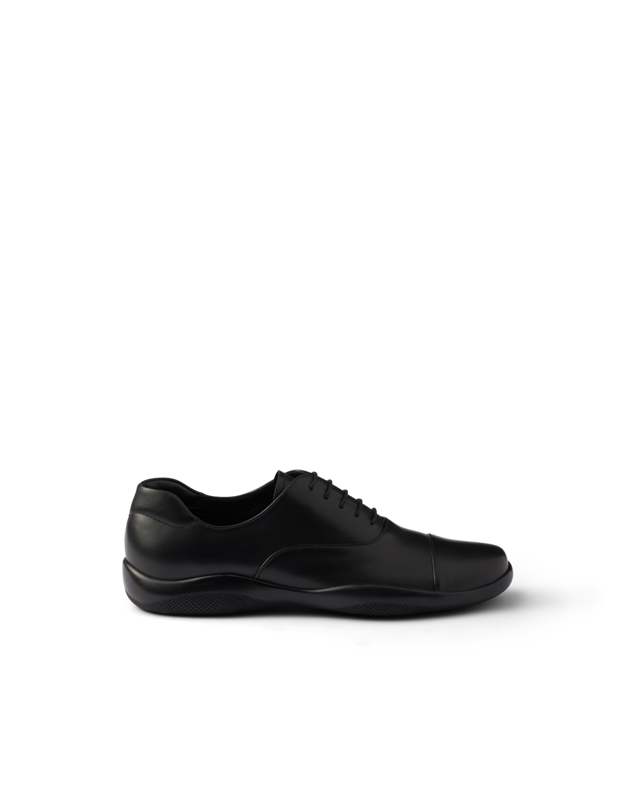 Prada Leather Loafers With Rubber Sole In Black