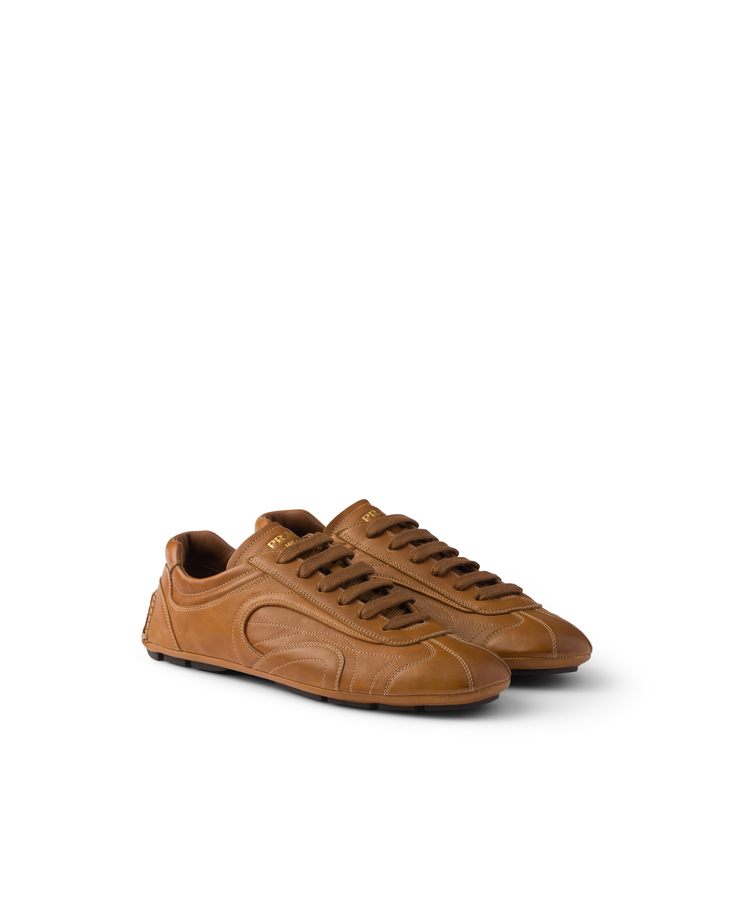 Prada Men's Montecarlo Re-edition 2005 Antiqued Nappa Leather Sneakers In Blue