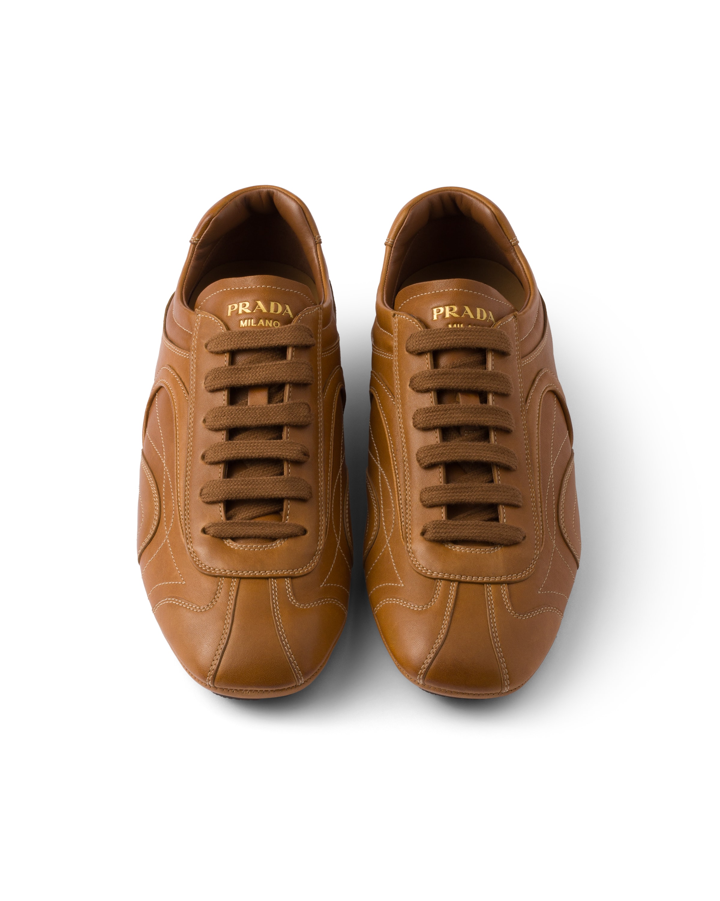 Prada Men's Montecarlo Re-edition 2005 Antiqued Nappa Leather Sneakers In Blue