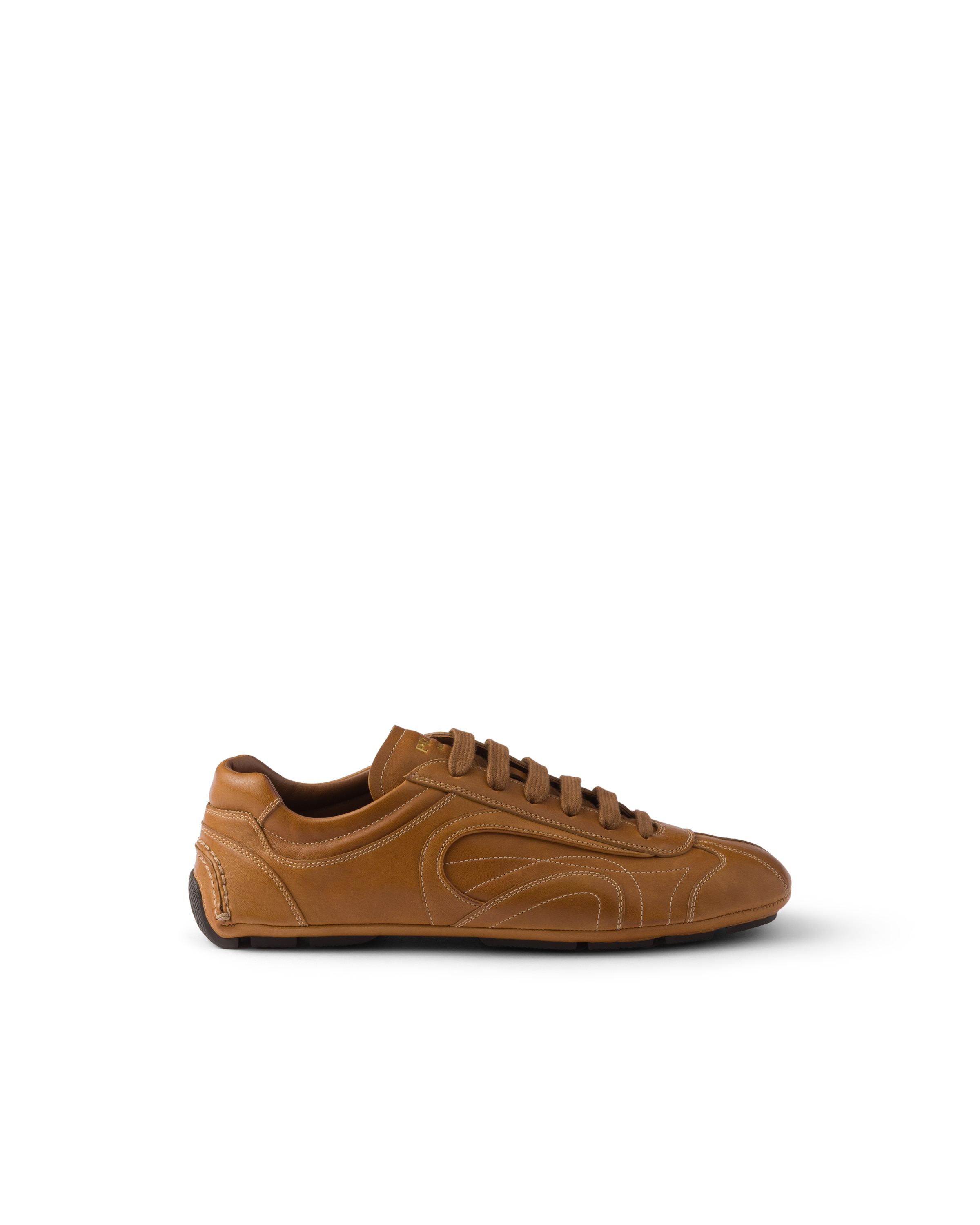 Prada Men's Montecarlo Re-edition 2005 Antiqued Nappa Leather Sneakers In Blue In Multi
