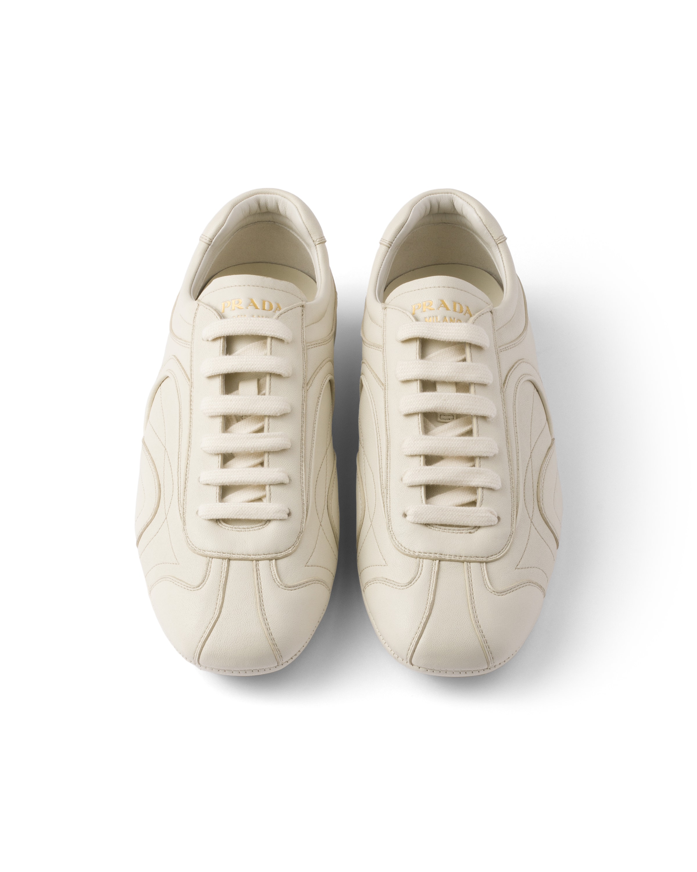 Prada Mens Neutral Montecarlo Re-edition 2005 Antiqued Leather Low-top Trainers Eur 42.5 / 8.5 Uk