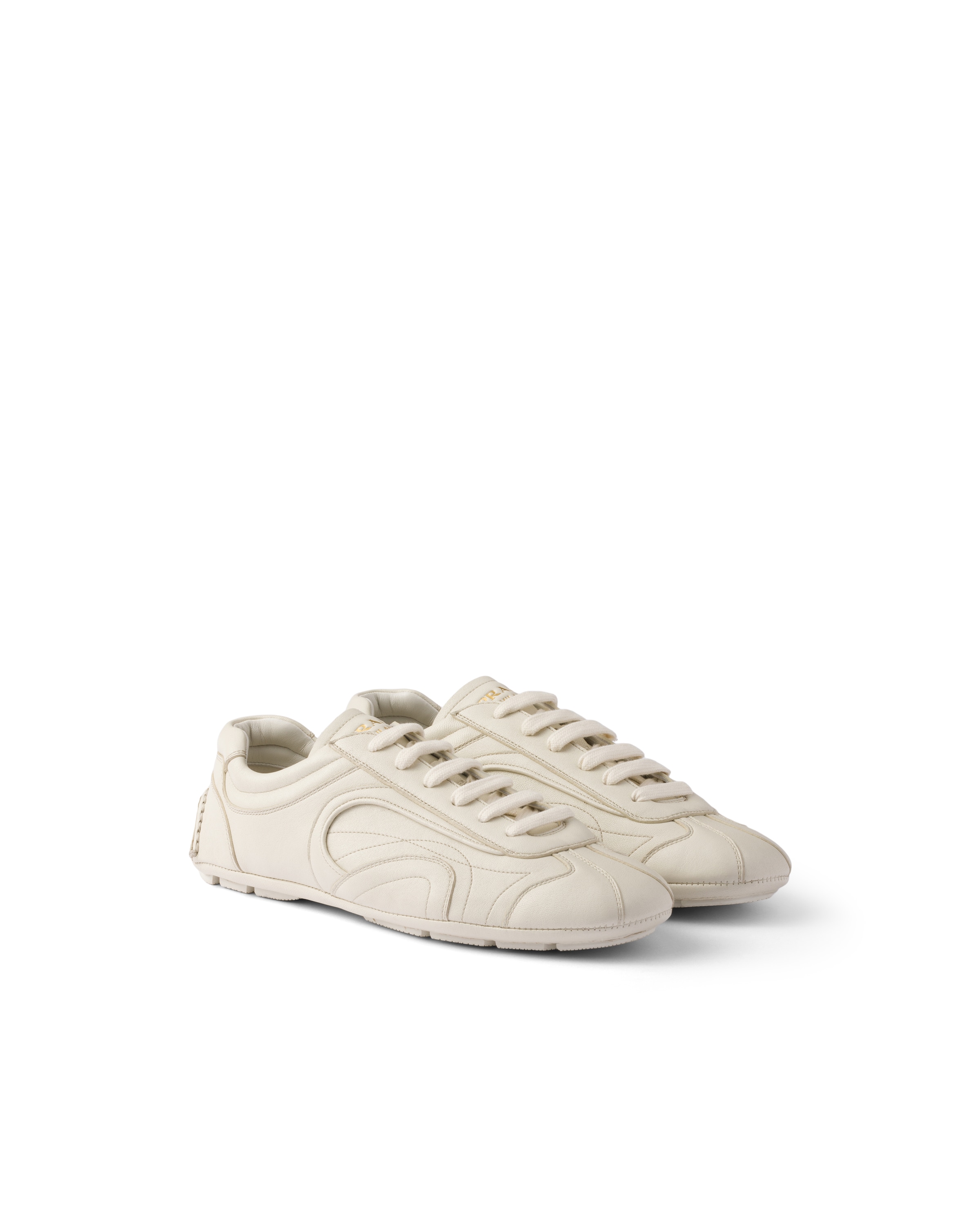 Prada Mens Neutral Montecarlo Re-edition 2005 Antiqued Leather Low-top Trainers Eur 42.5 / 8.5 Uk