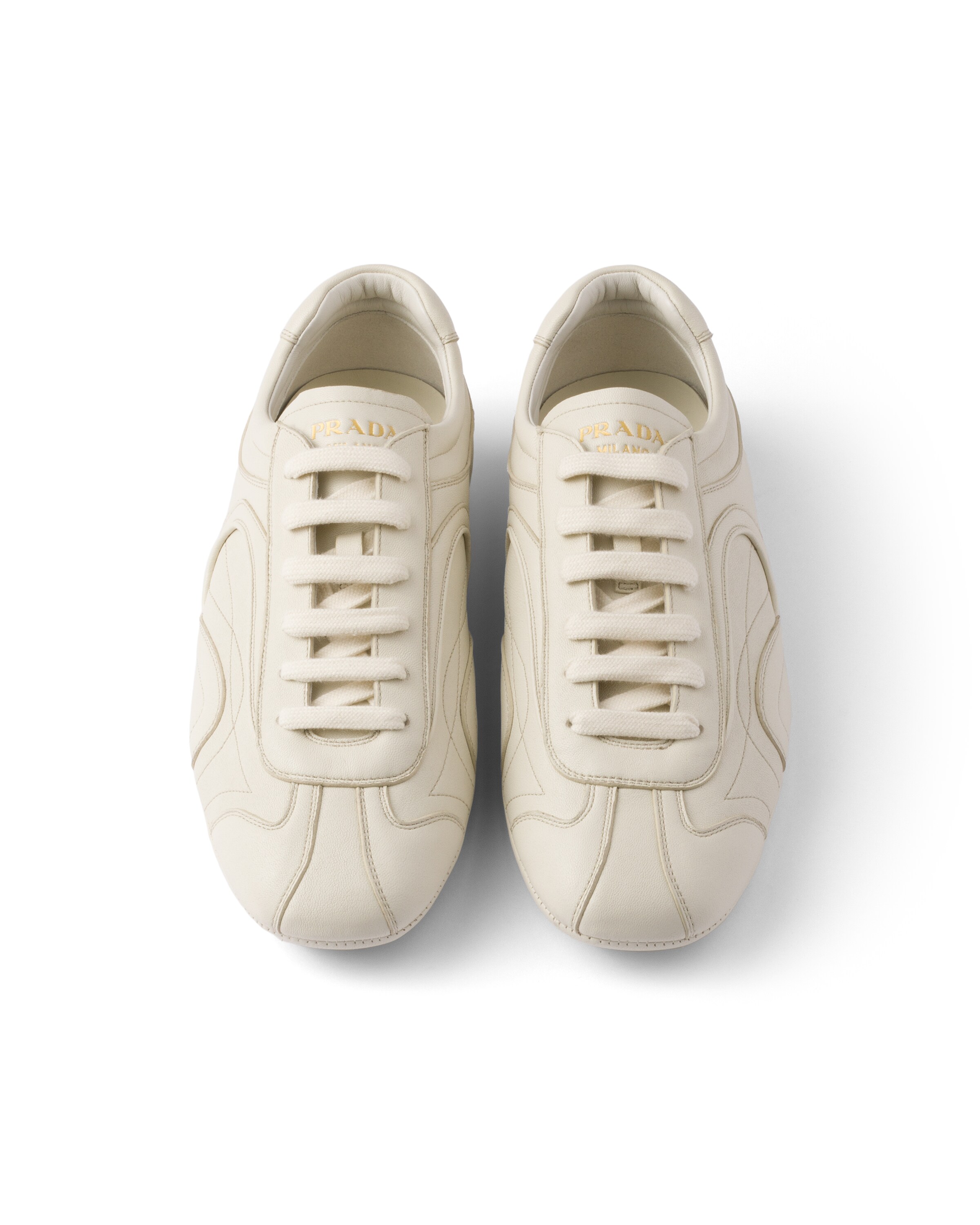 Prada Mens Neutral Montecarlo Re-edition 2005 Antiqued Leather Low-top Trainers Eur 42.5 / 8.5 Uk