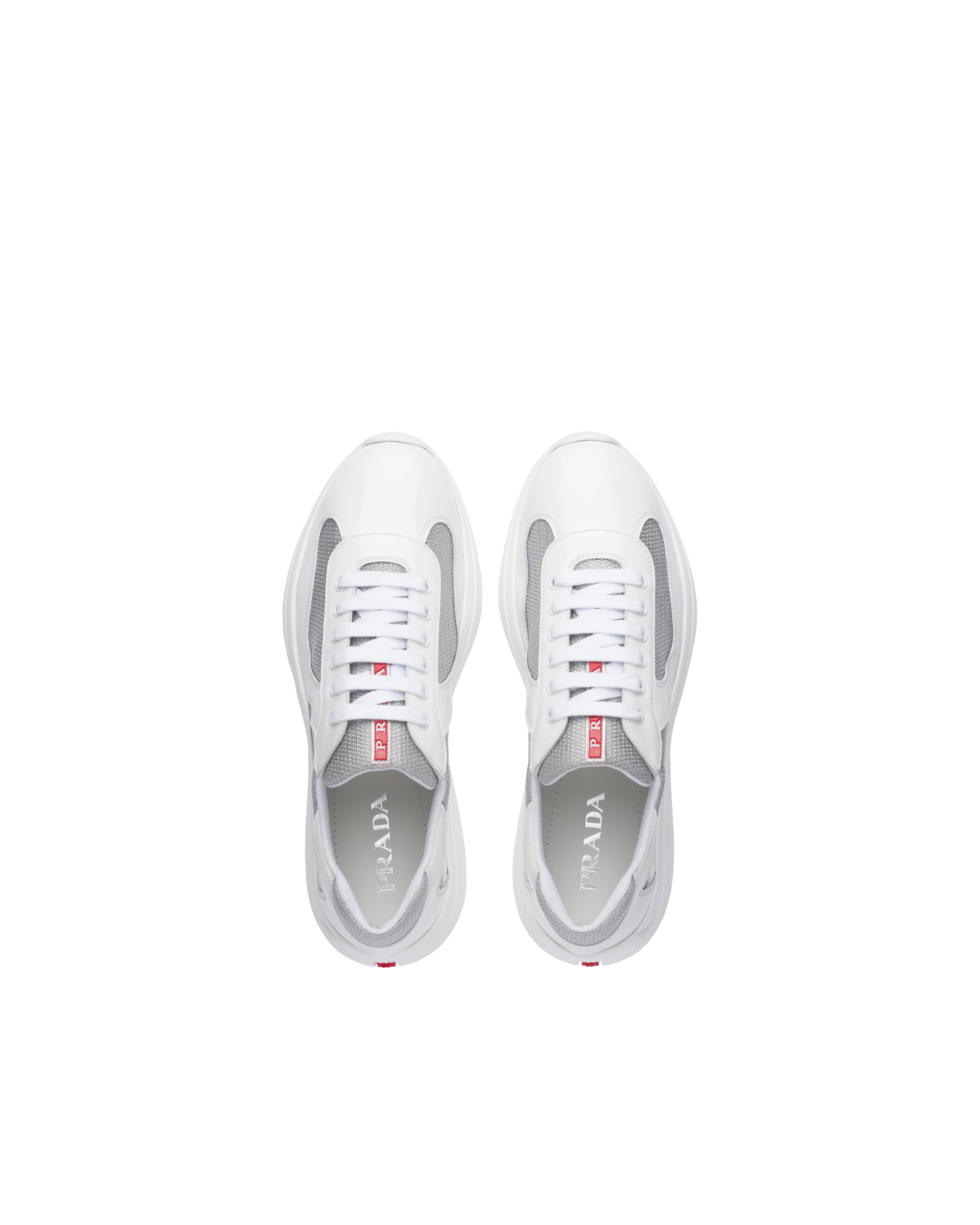 prada patent leather and technical fabric sneakers