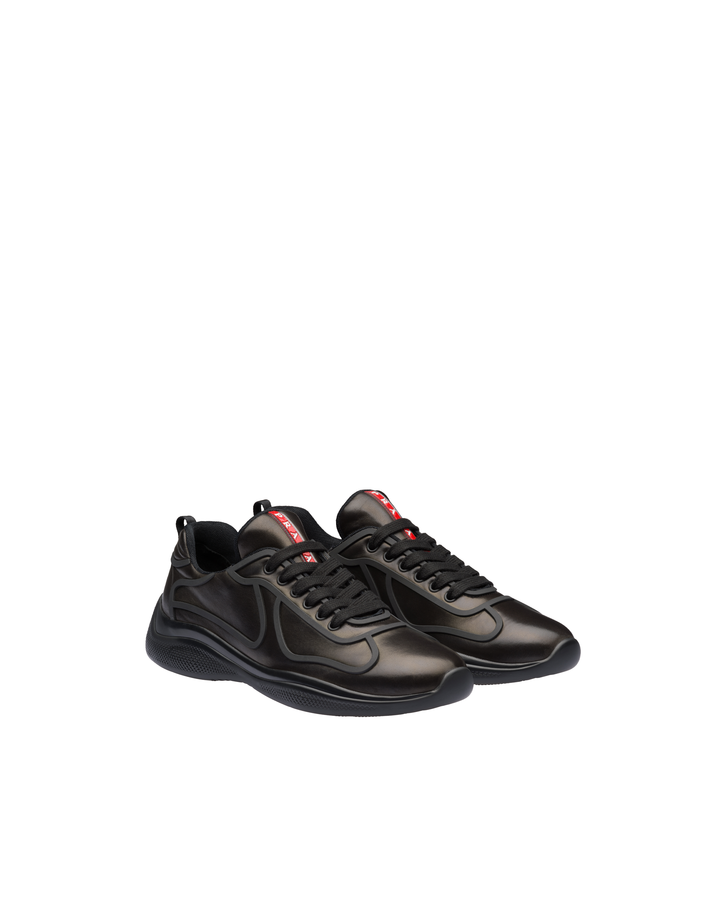 Leather sneakers with rubber trim | Prada