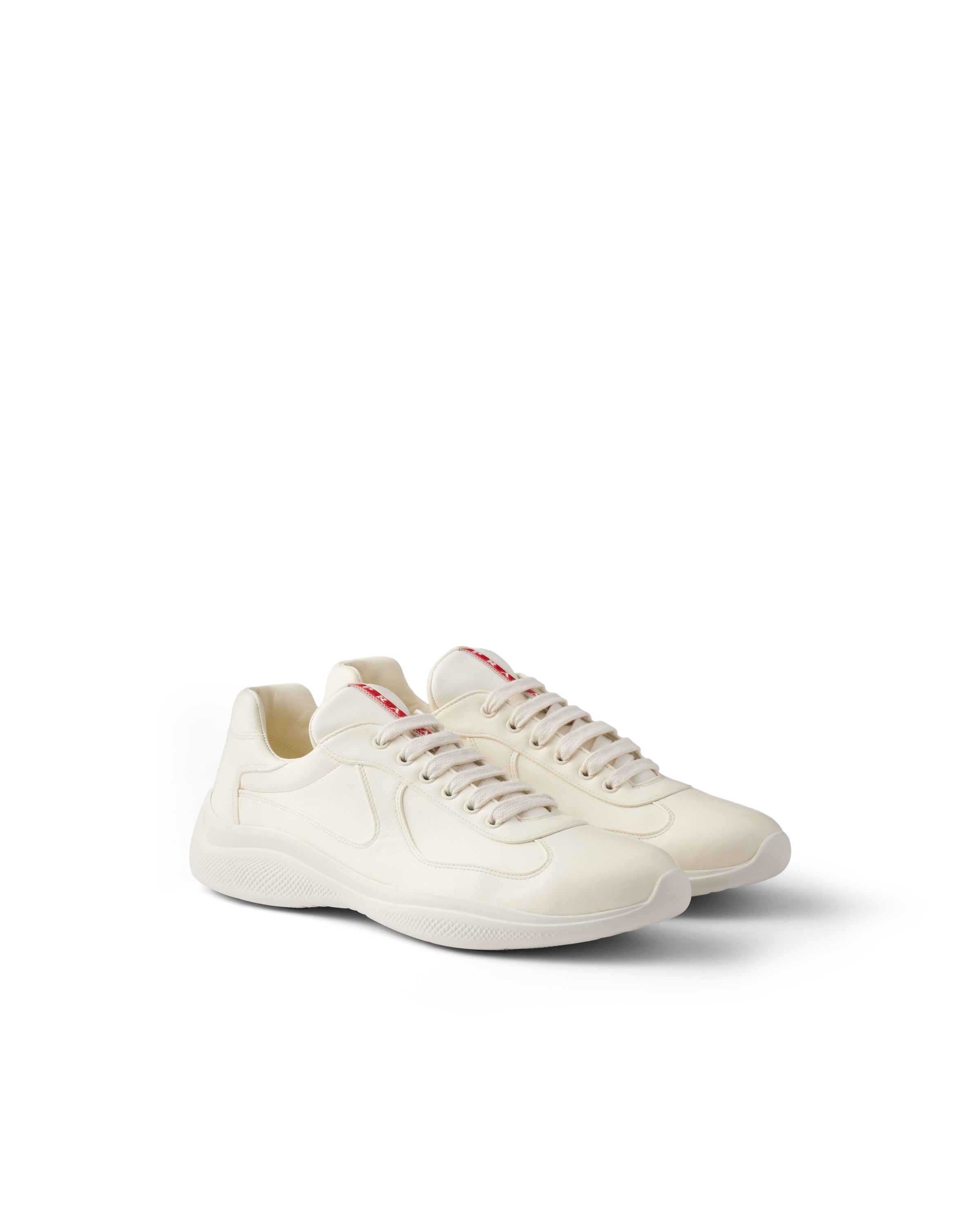 Sneakers Prada America’s Cup En Cuir Nappa, Homme, Ivoire, Taille 10