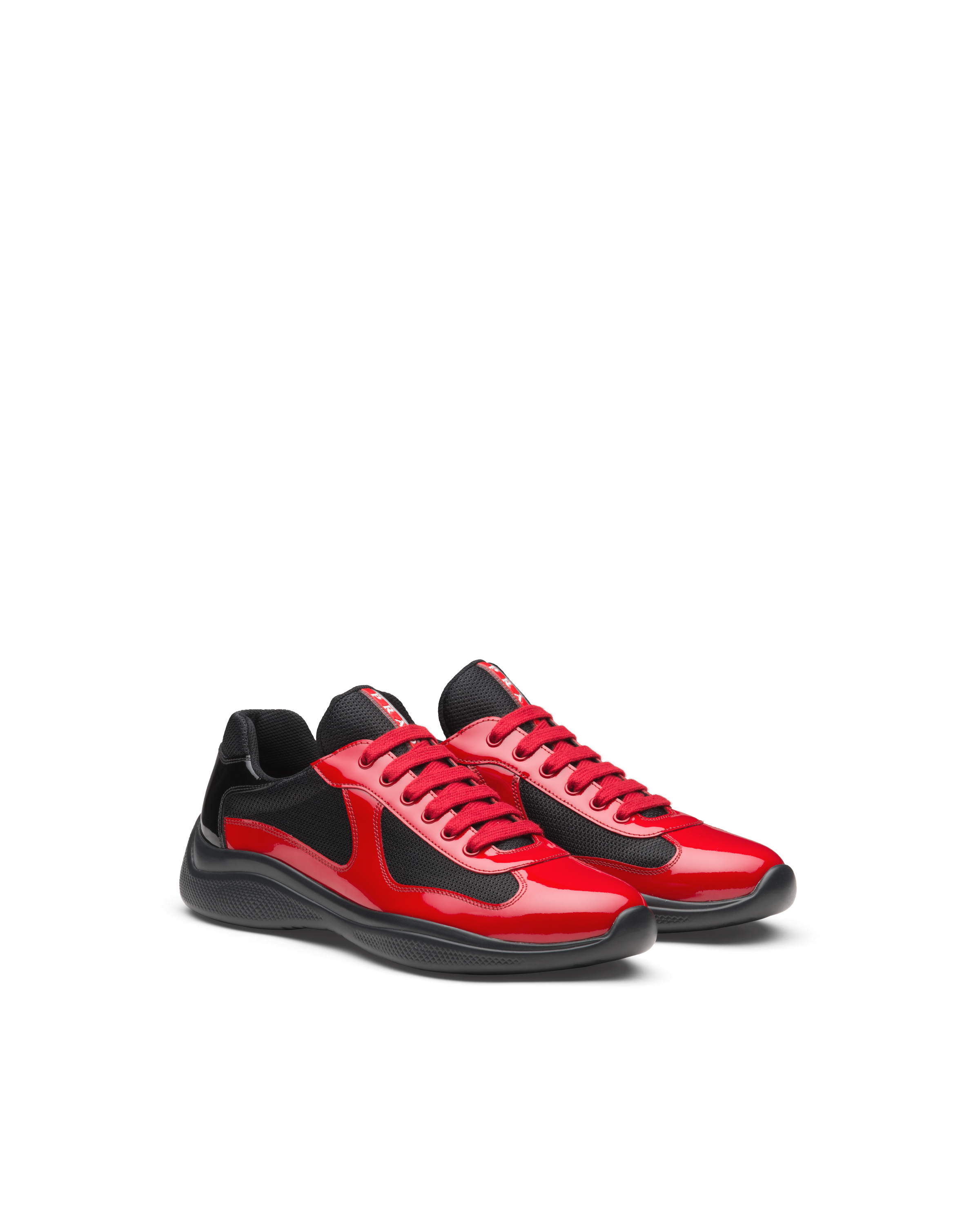 prada black and red shoes