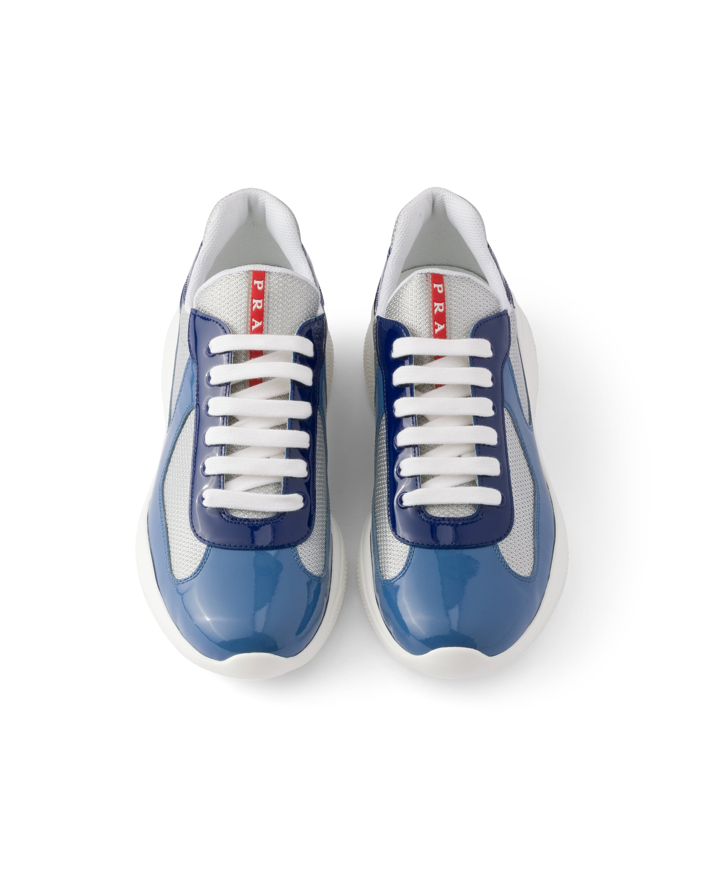 Prada Mesh Panel Low-top Sneakers In Blue