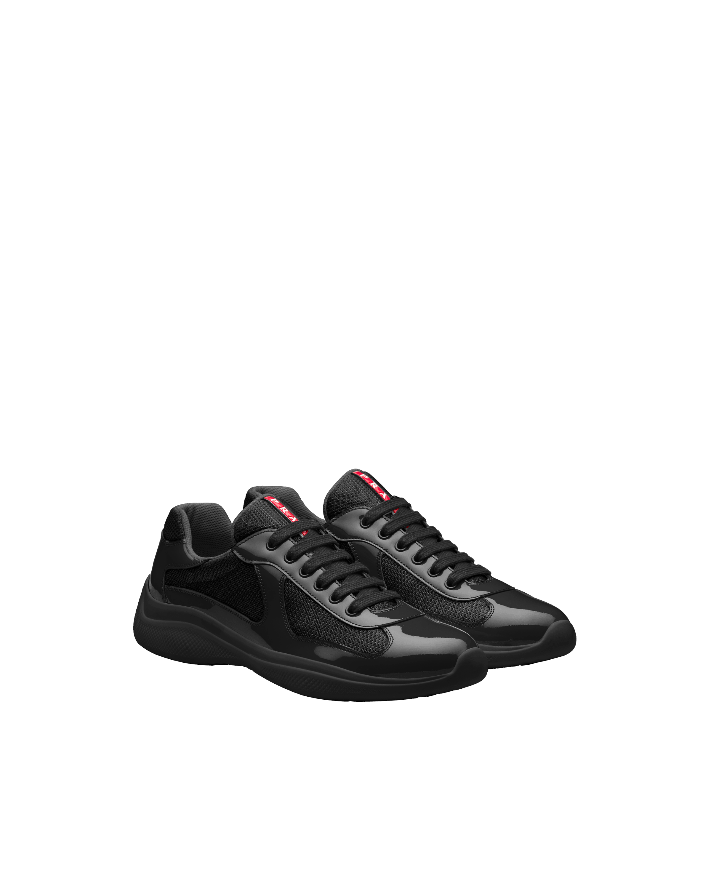 Shop Prada Patent Leather And Technical Fabric  America's Cup Sneakers In Black