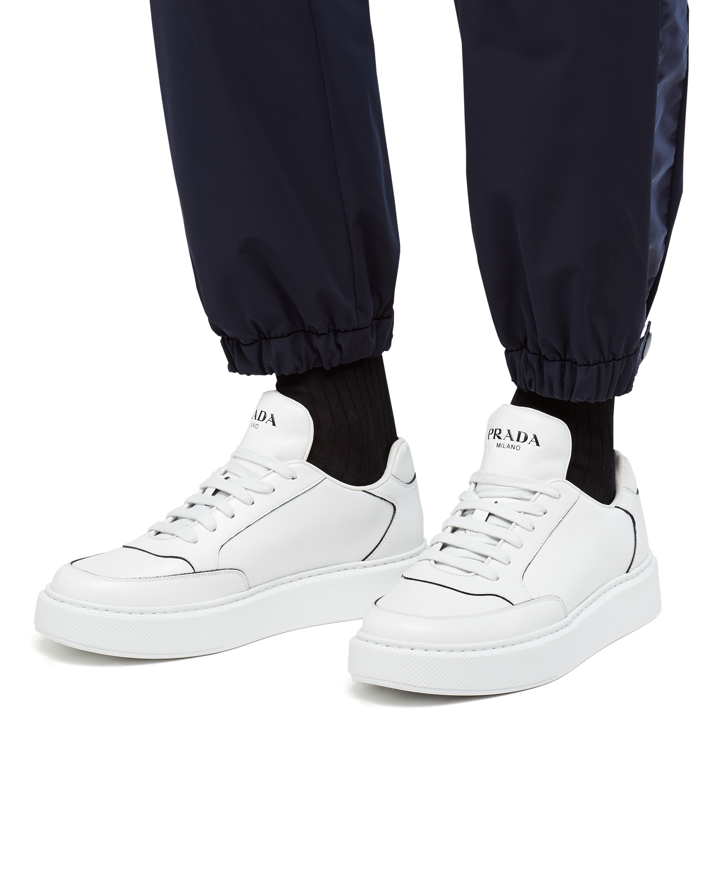 prada white leather sneakers