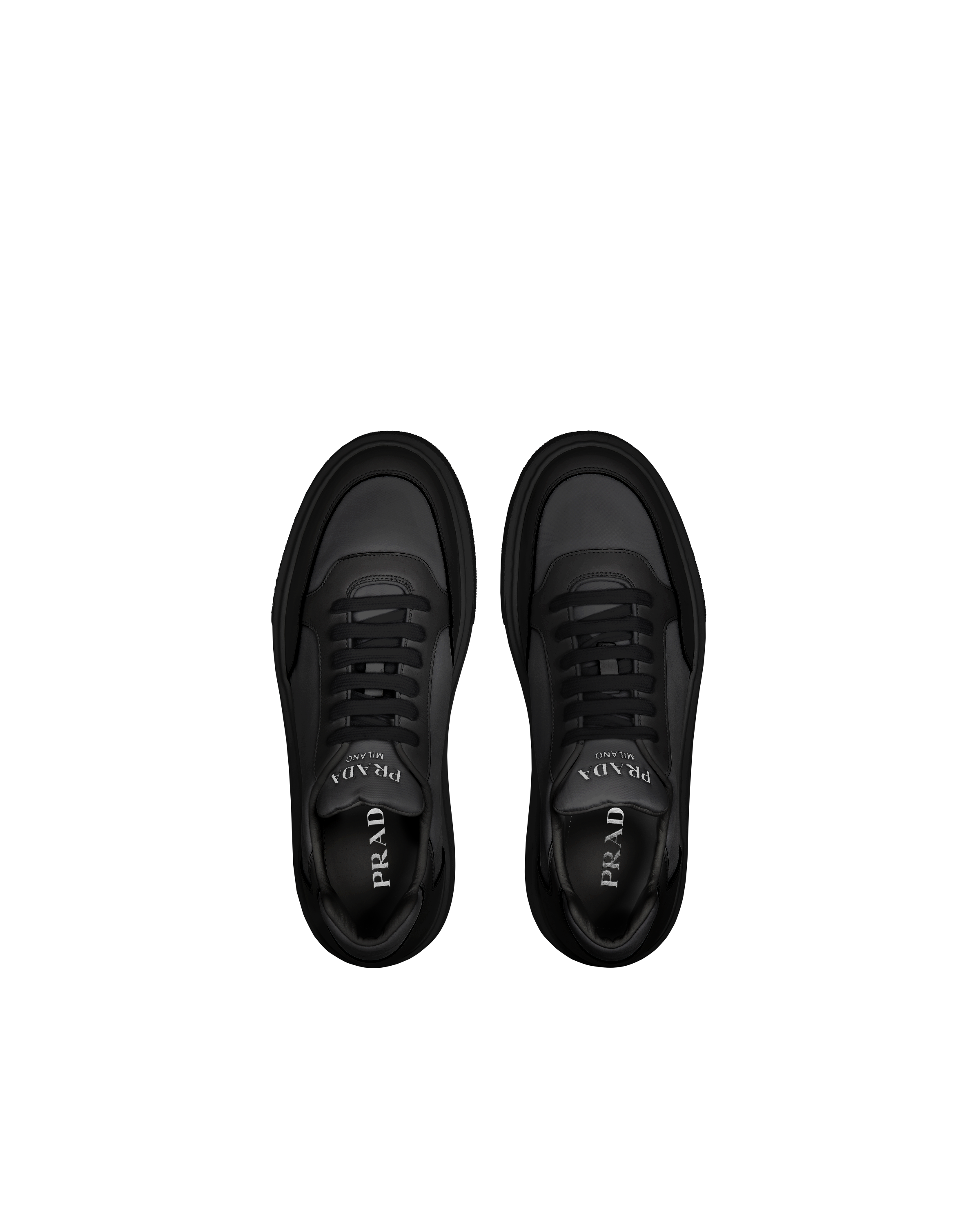 prada macro leather and nylon sneakers