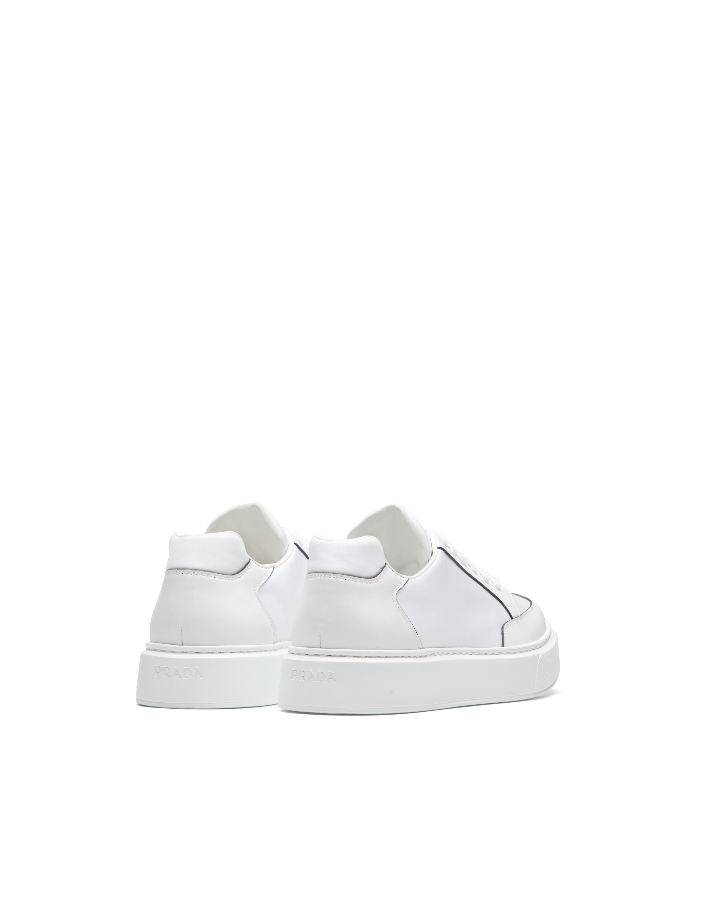 prada macro leather and nylon sneakers