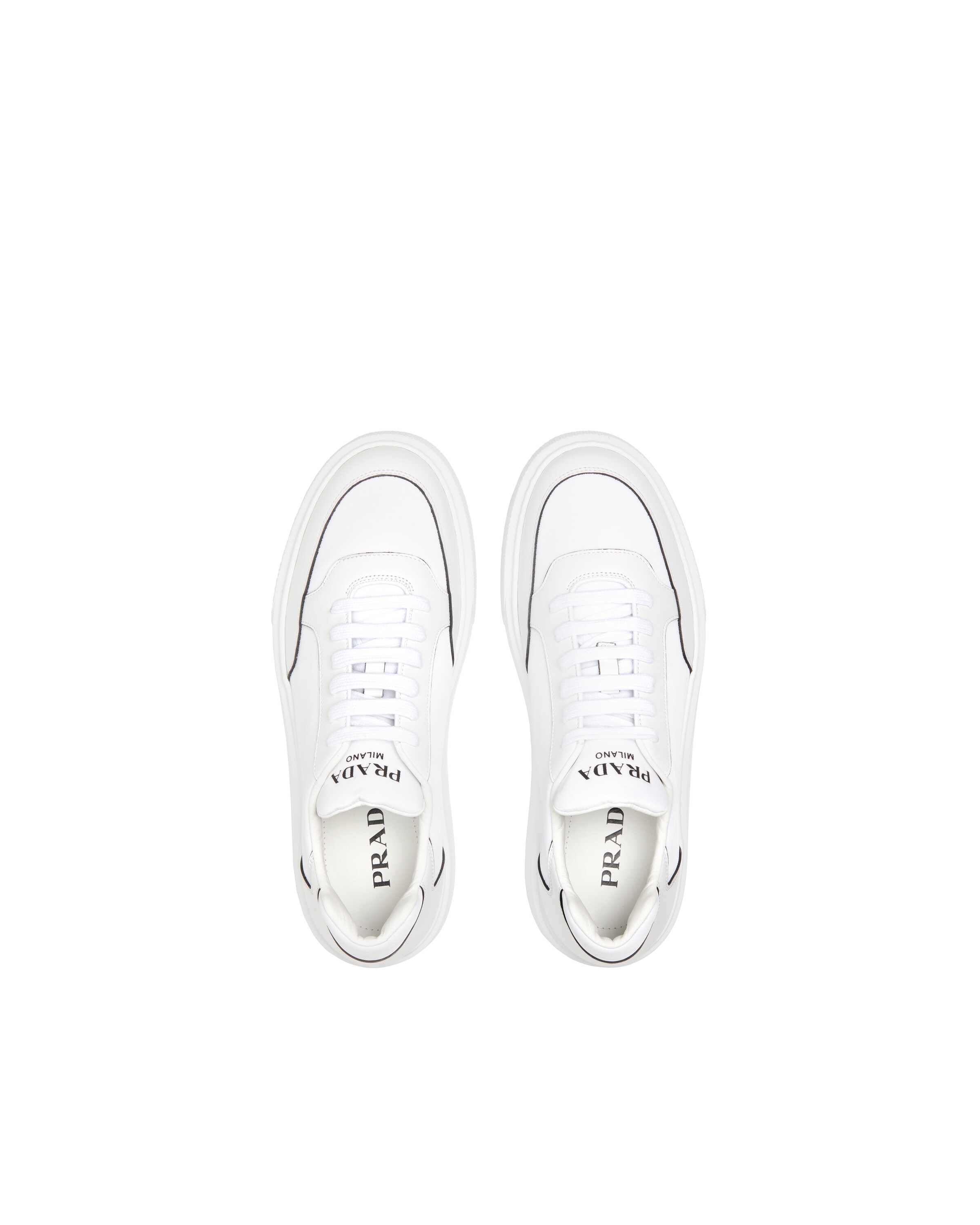 prada macro leather and nylon sneakers