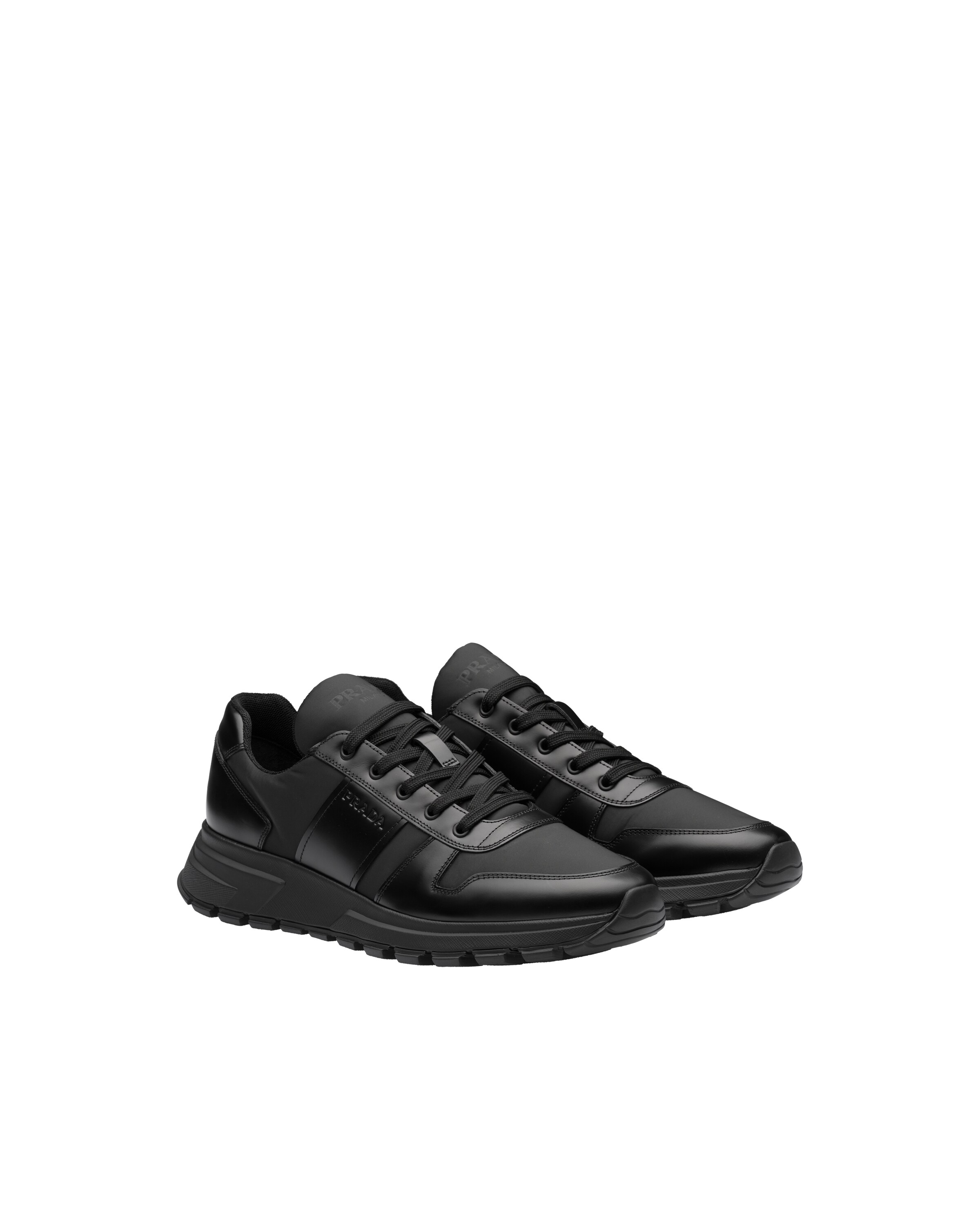 prada leather and technical fabric sneakers