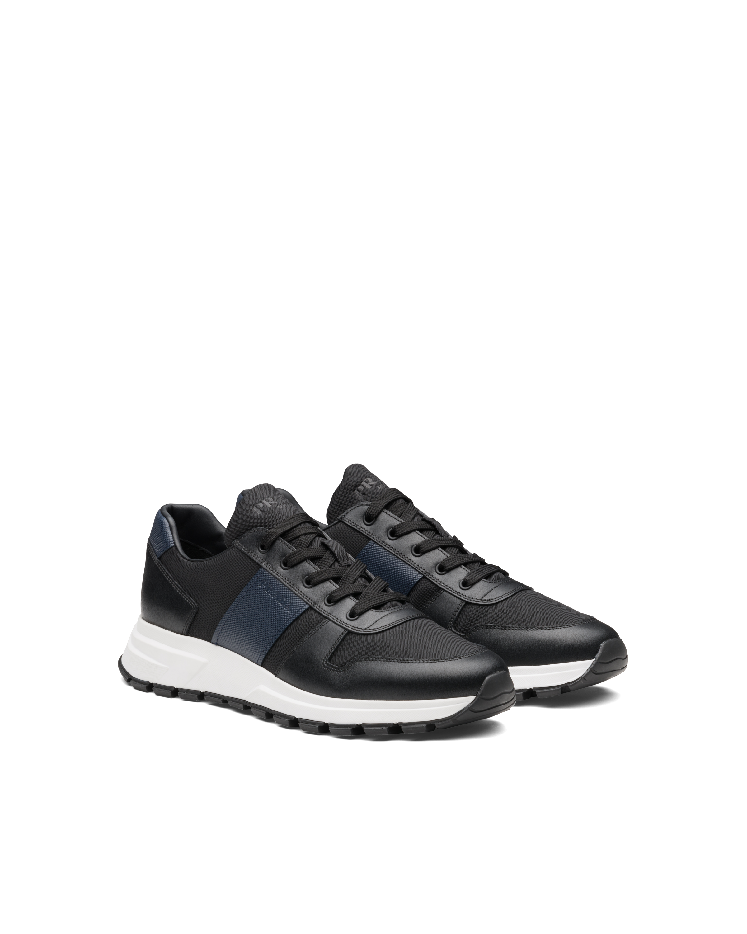 leather and technical fabric sneakers