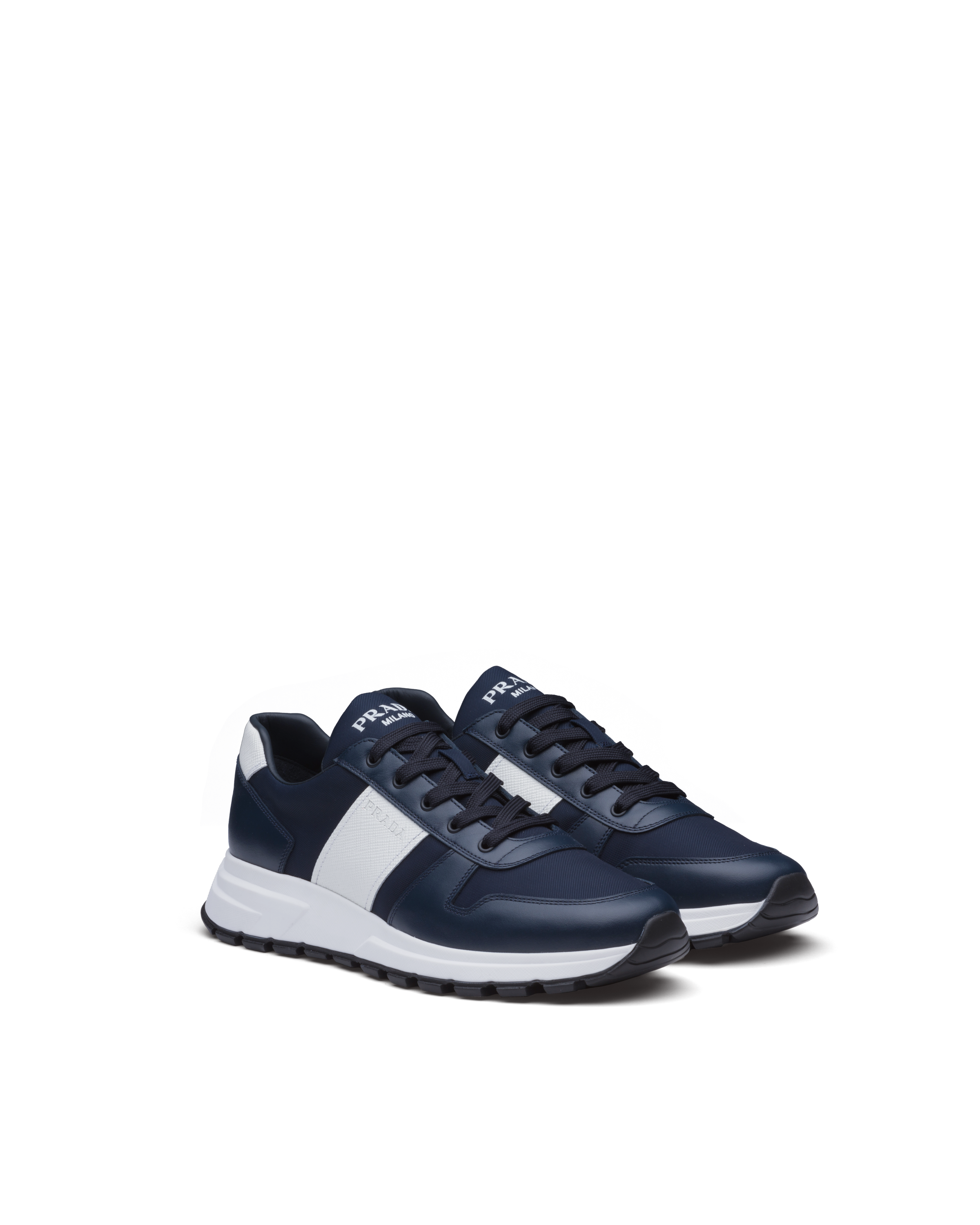 Ultramarine/white Prax 01 Leather And Technical Fabric Sneakers | Prada