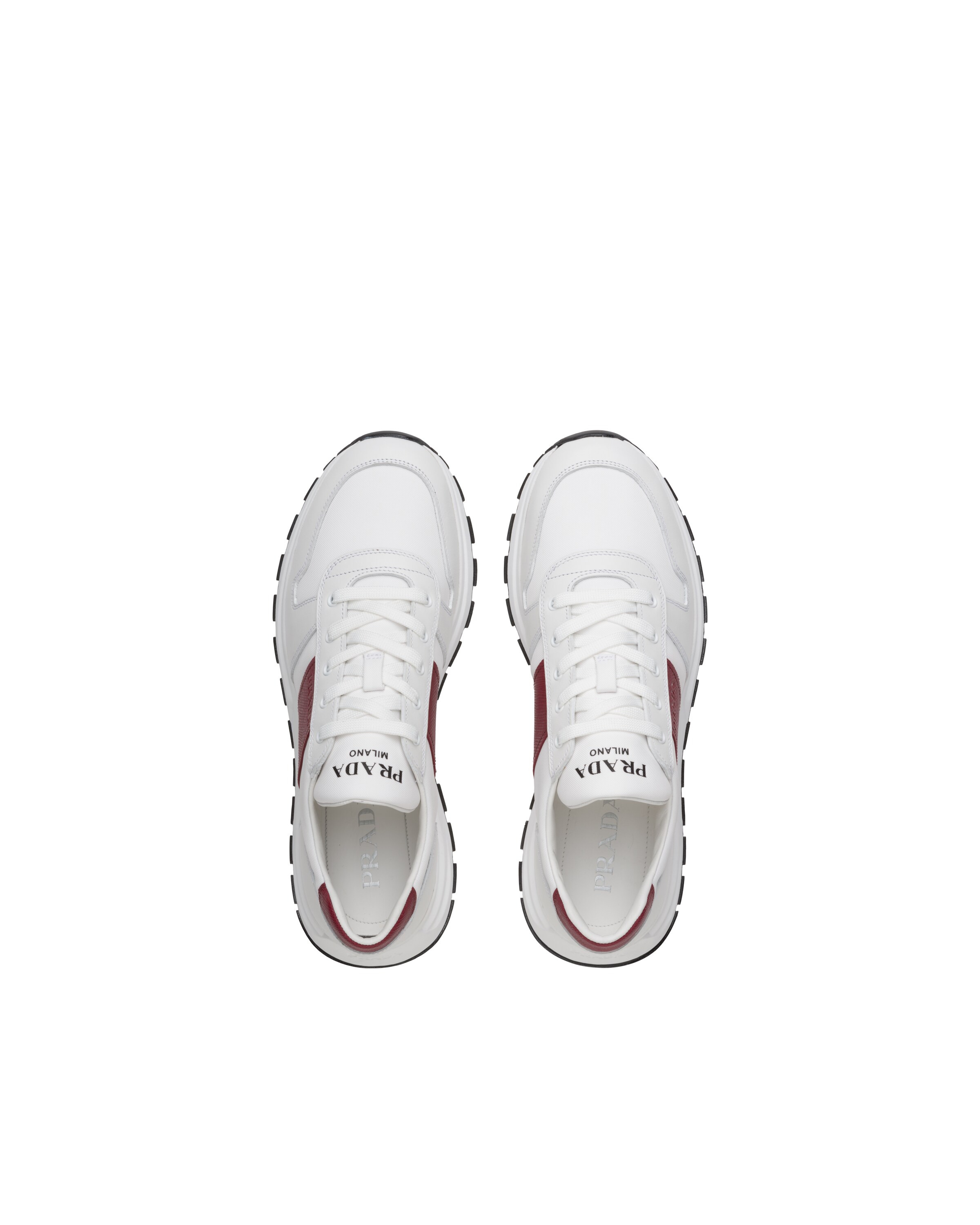 White/cerise Prax 01 Leather And Technical Fabric Sneakers | Prada