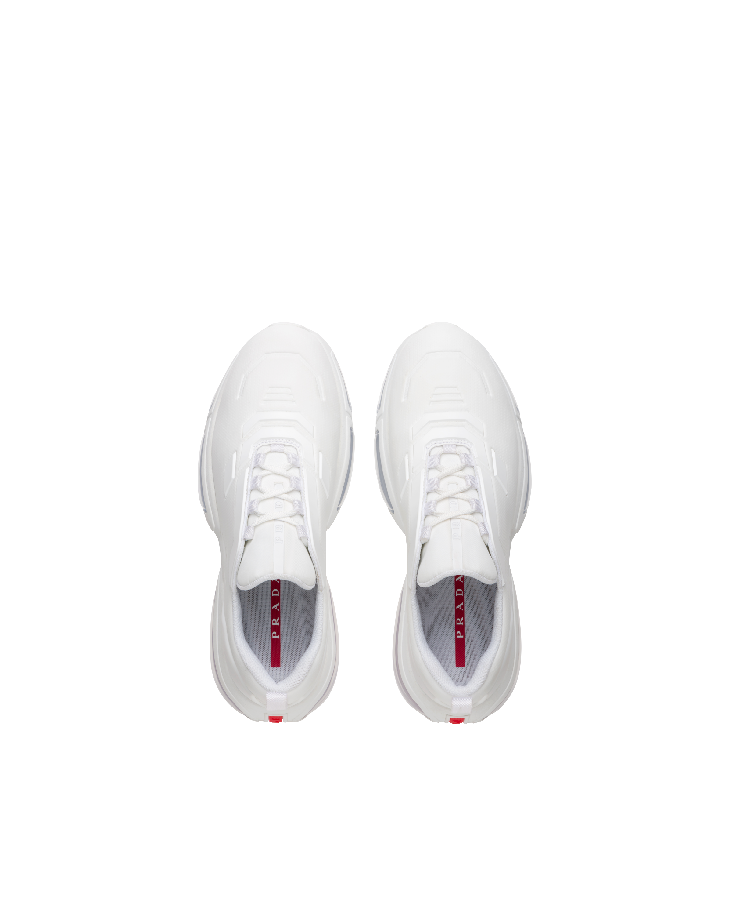 White Prada Collision Technical Fabric Sneakers | Prada