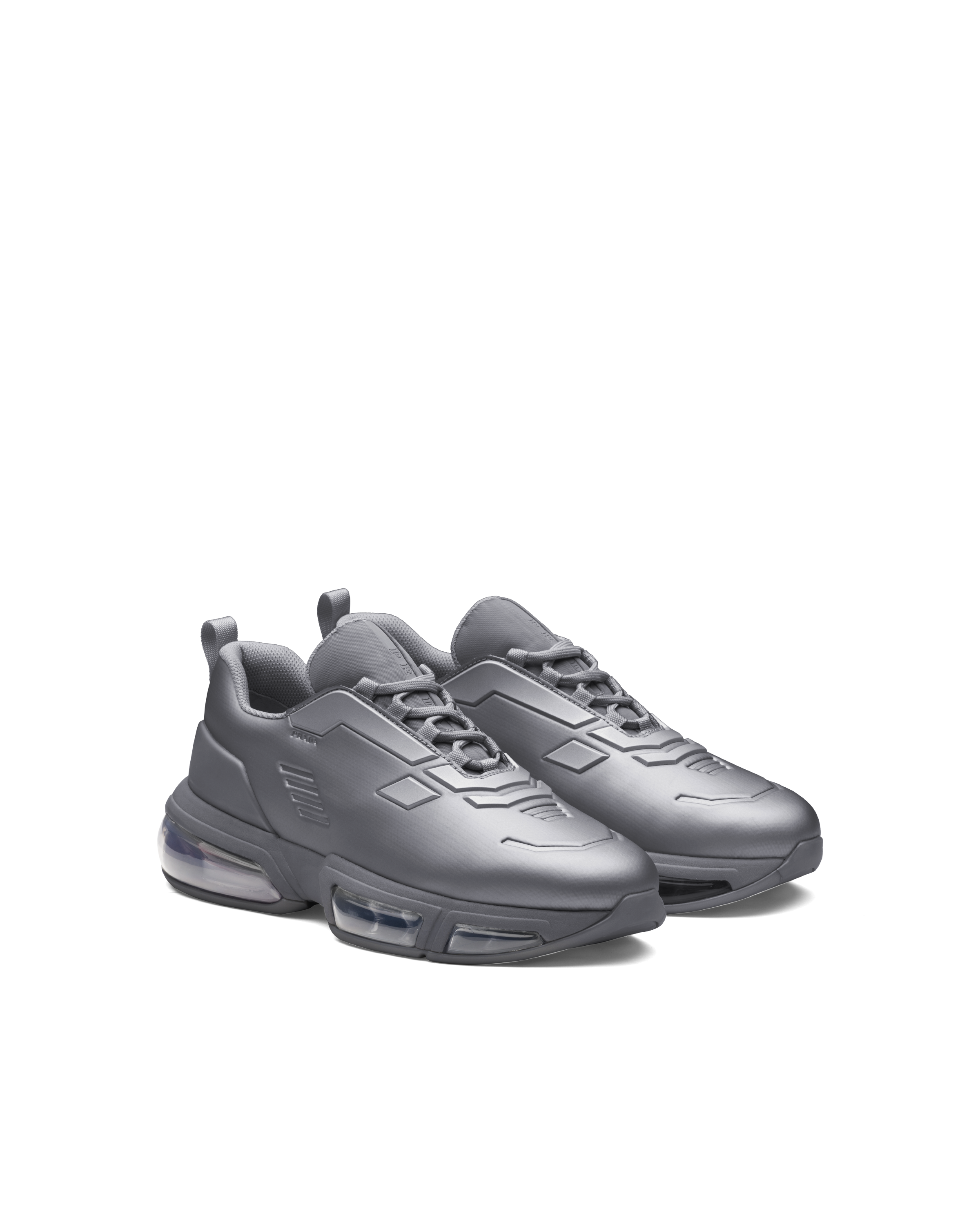 Steel Gray Prada Collision Technical Fabric Sneakers | Prada