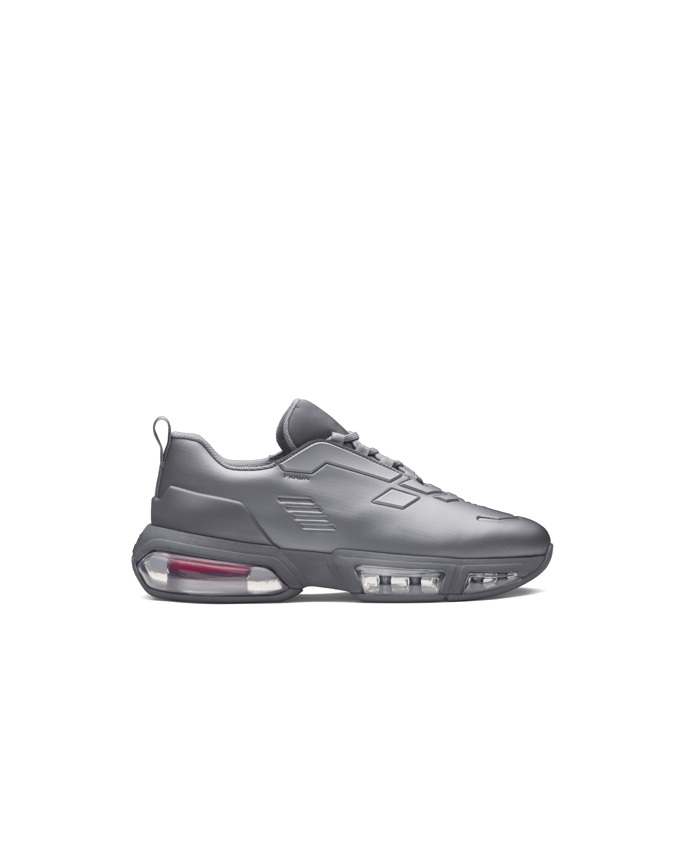 Steel Gray Prada Collision Technical Fabric Sneakers | Prada