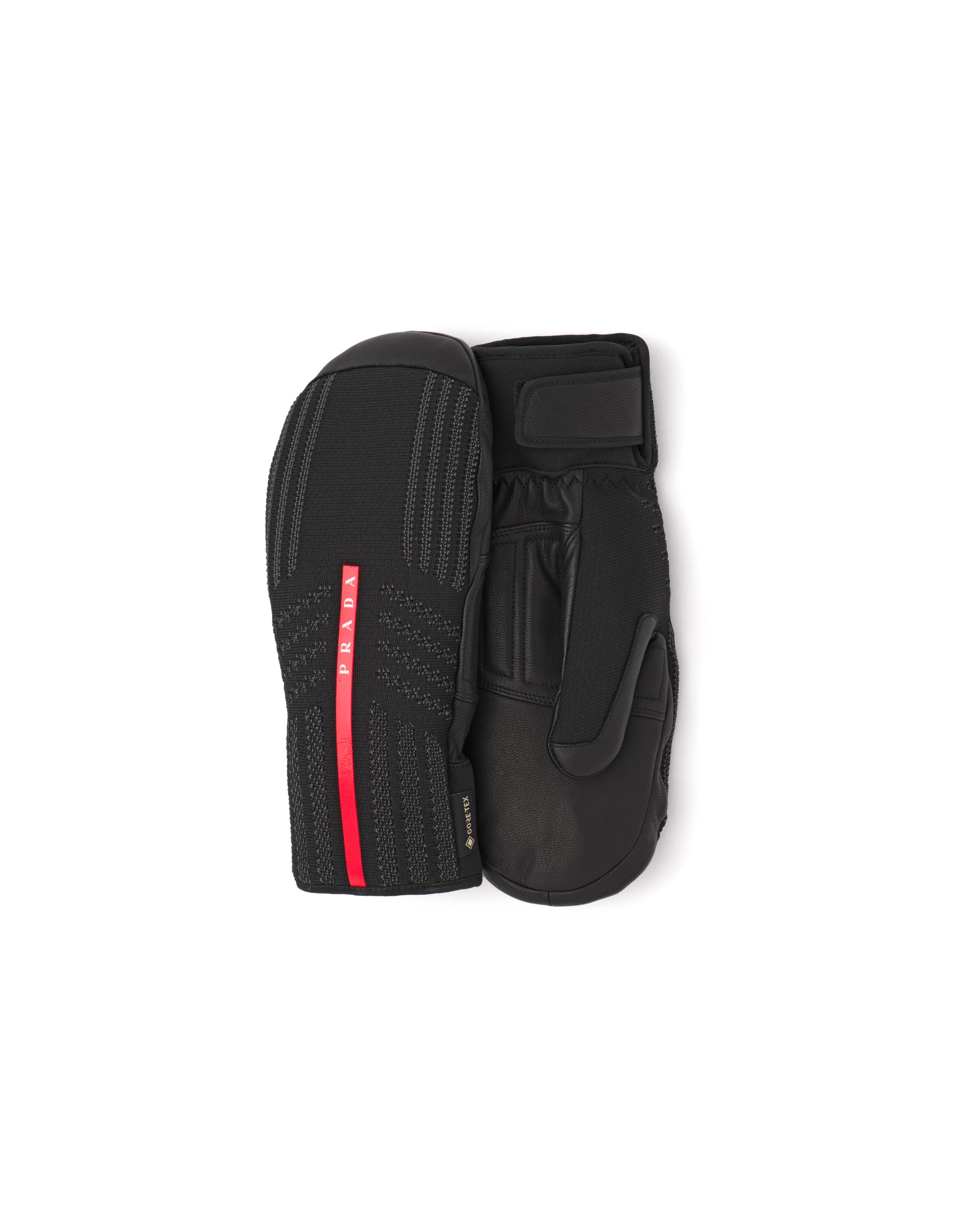 Prada Mitaines De Ski En Gore-tex, Cuir Et Maille, Homme, Noir, Taille 10