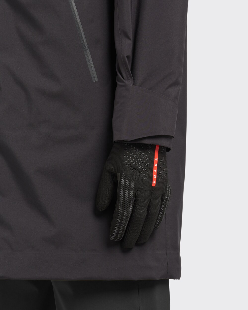 Black Windproof knit gloves | Prada