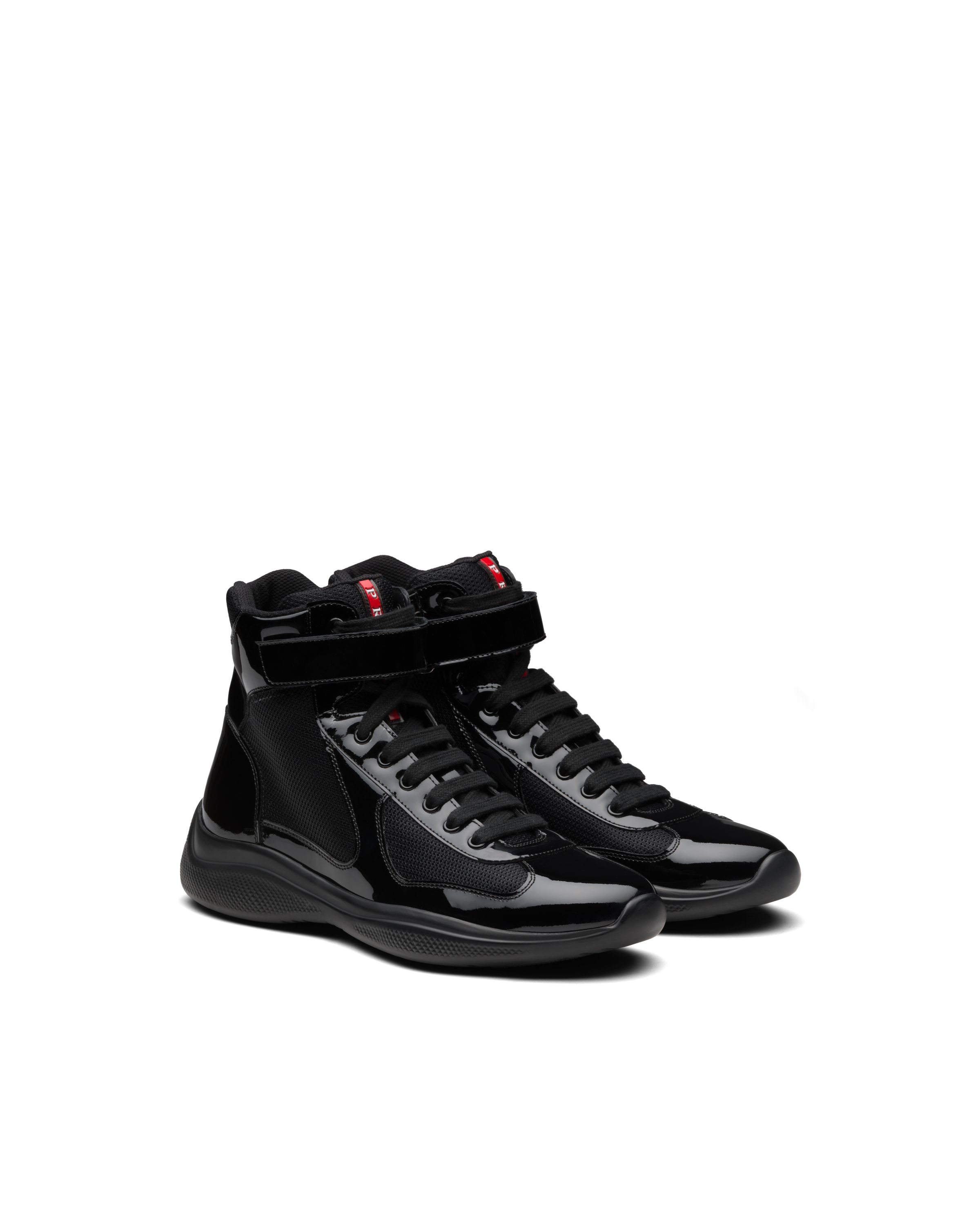 Shop Prada America's Cup High-top Sneakers In Black