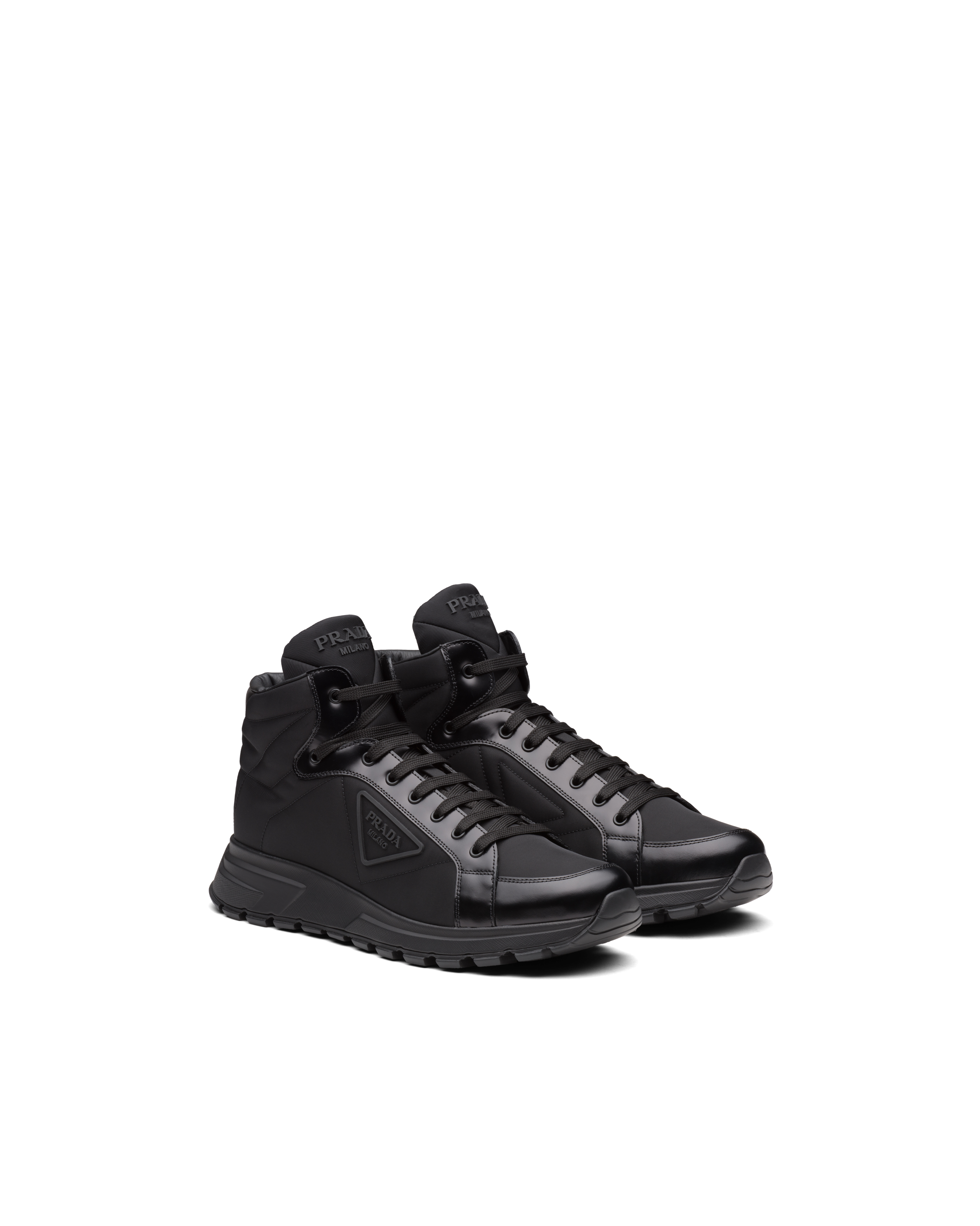 Prada Prax 01 Re nylon And Brushed Leather Sneakers In Black ModeSens