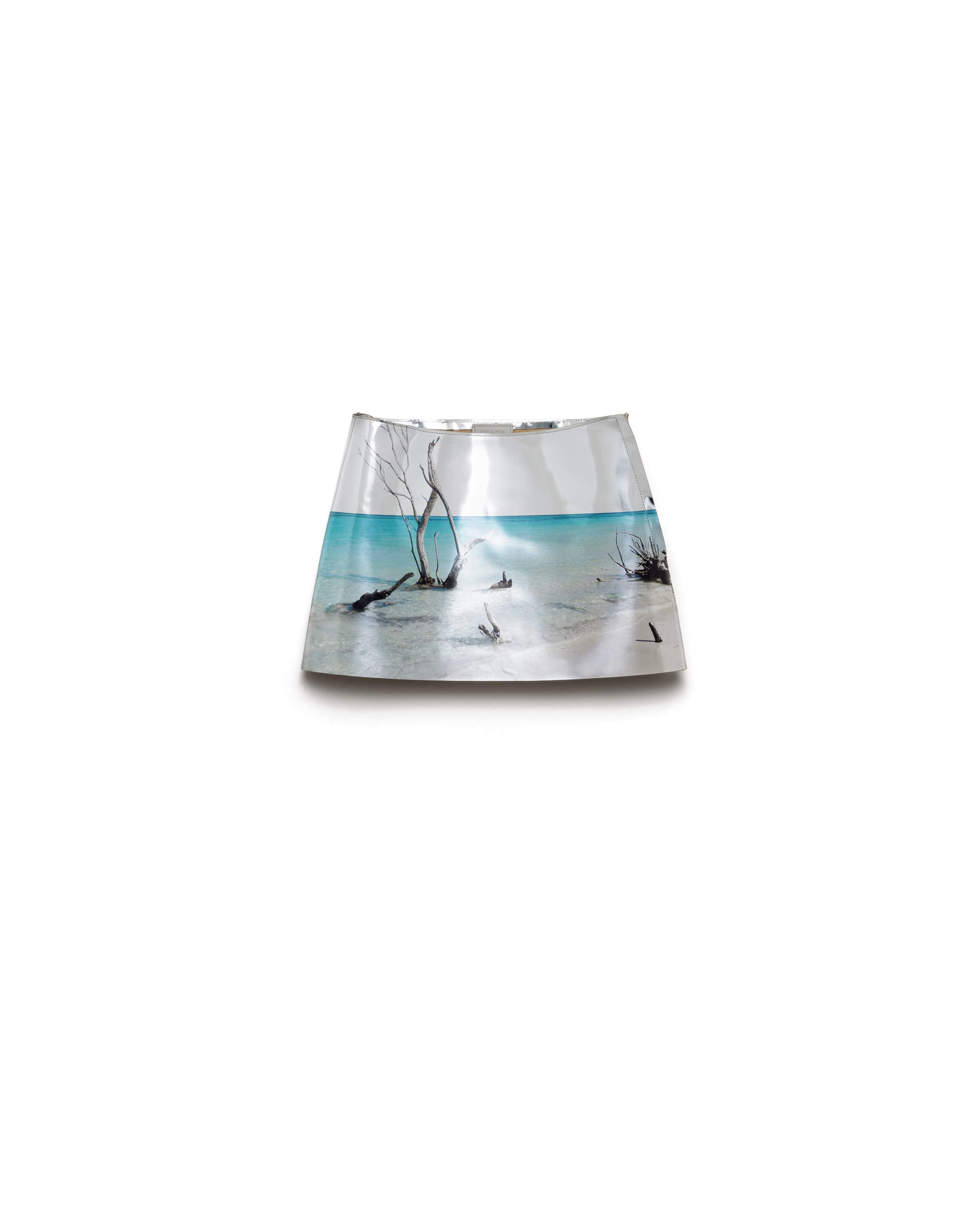 Prada Jupe Courte En Cuir Brillant, Femme, Argent, Taille 40