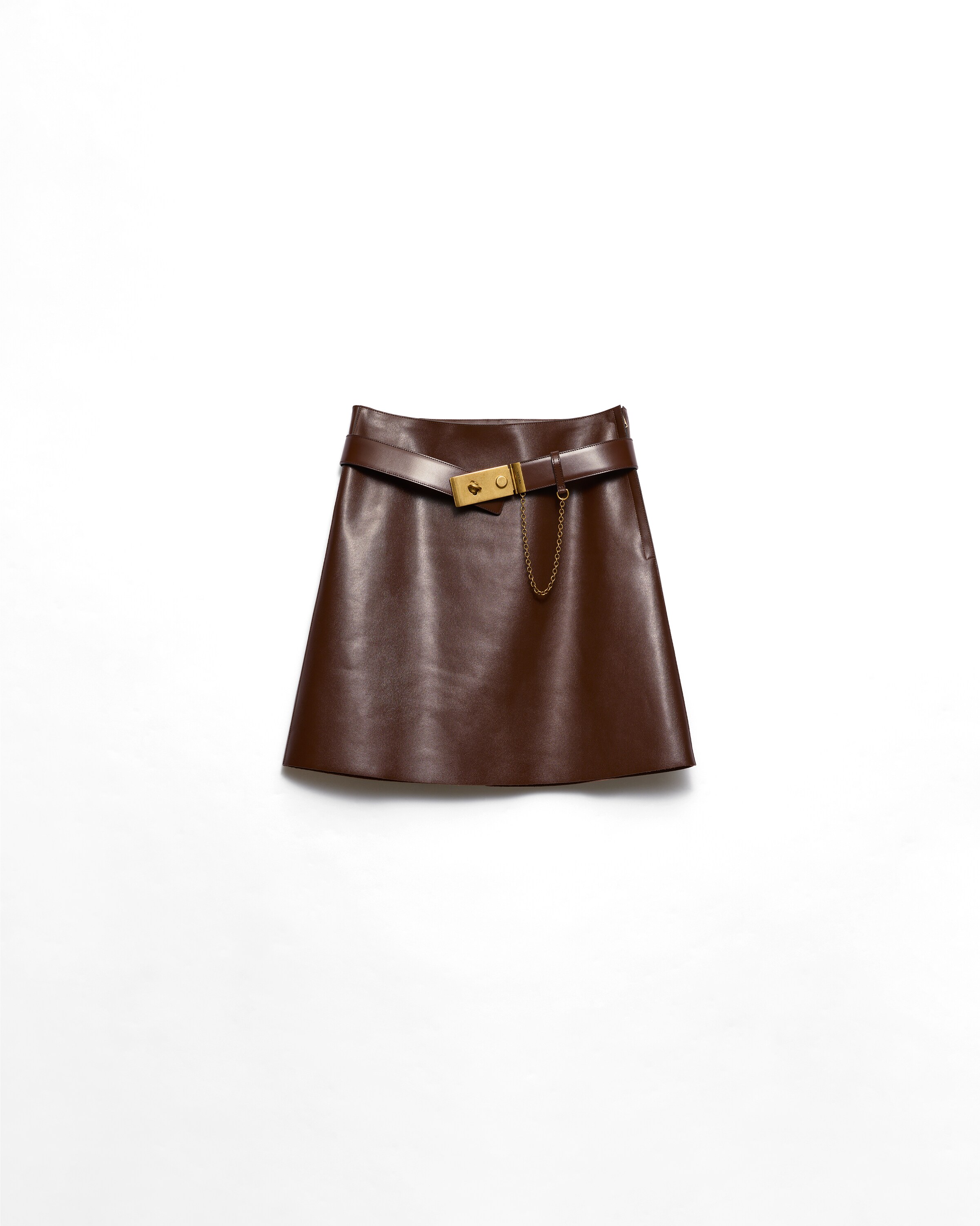 Prada Jupe Courte En Cuir, Femme, Marron Cacao, Taille 36