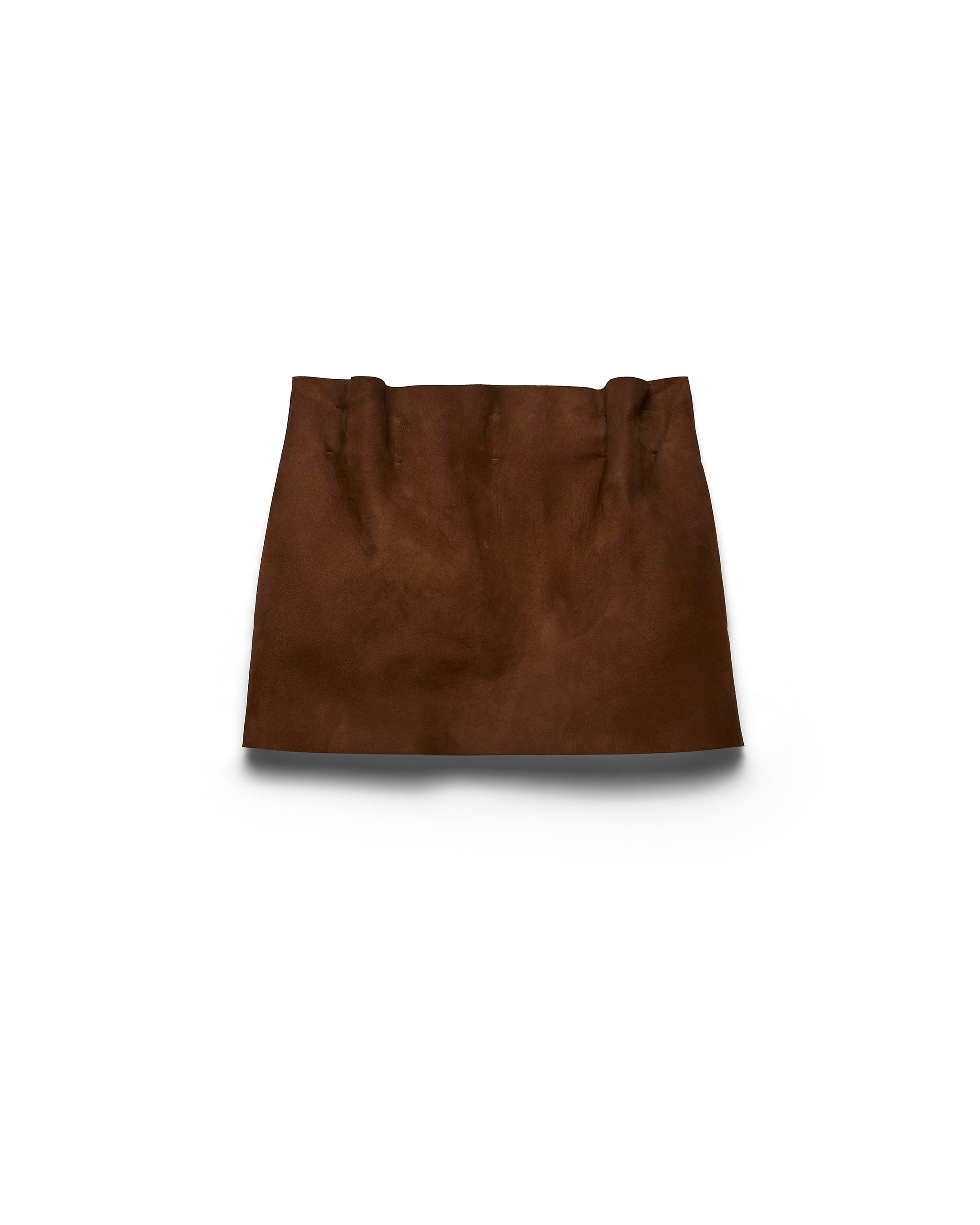 Prada Mini-jupe En Veau Velours, Femme, Marron Cacao, Taille 38