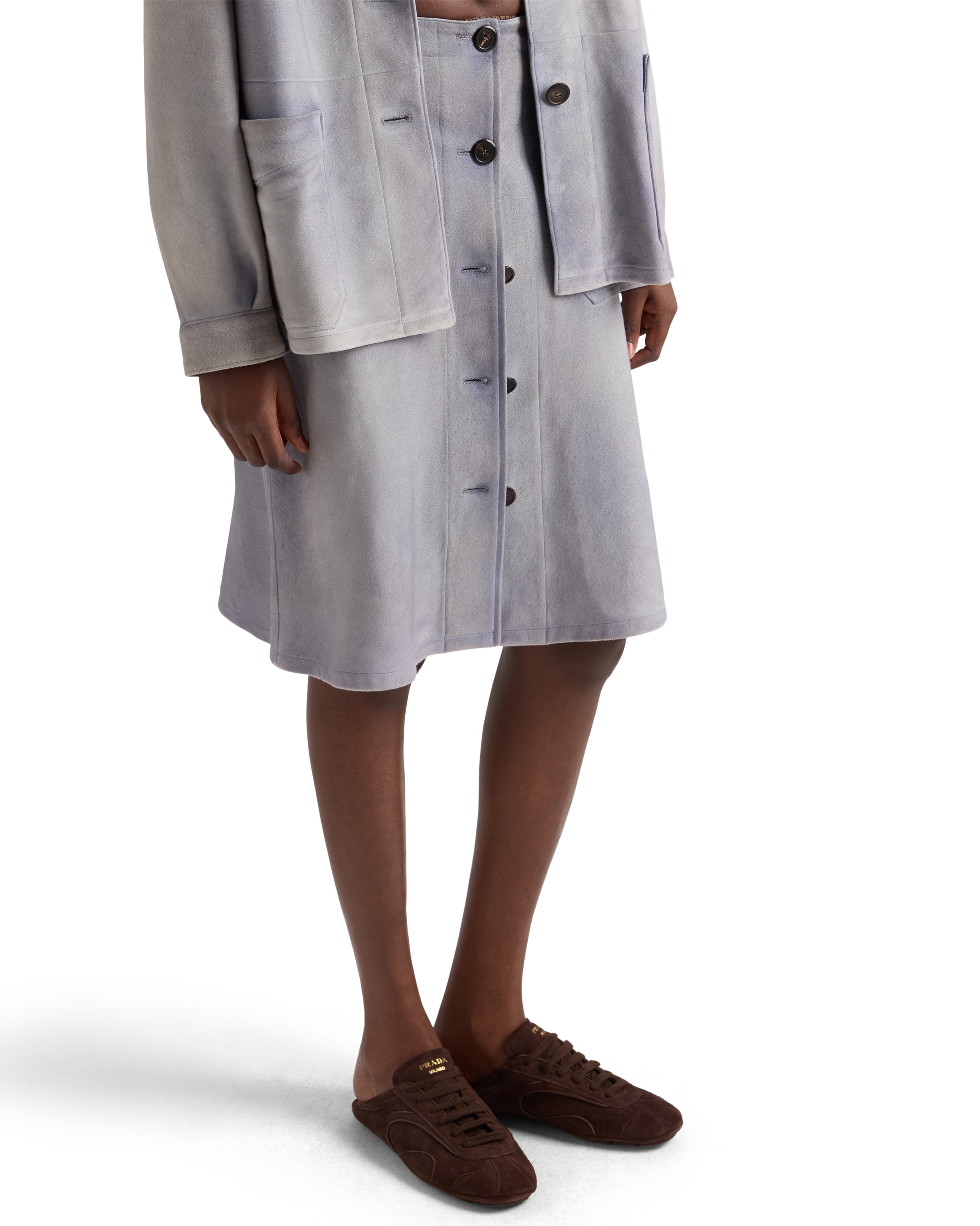 Prada Button-up Patch-pocket Skirt In Blue