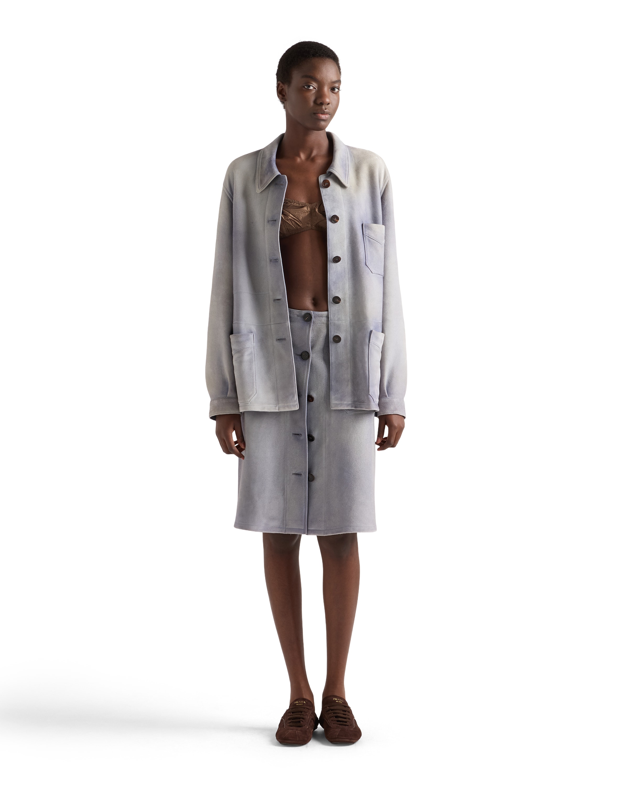 Prada Button-up Patch-pocket Skirt In Blue
