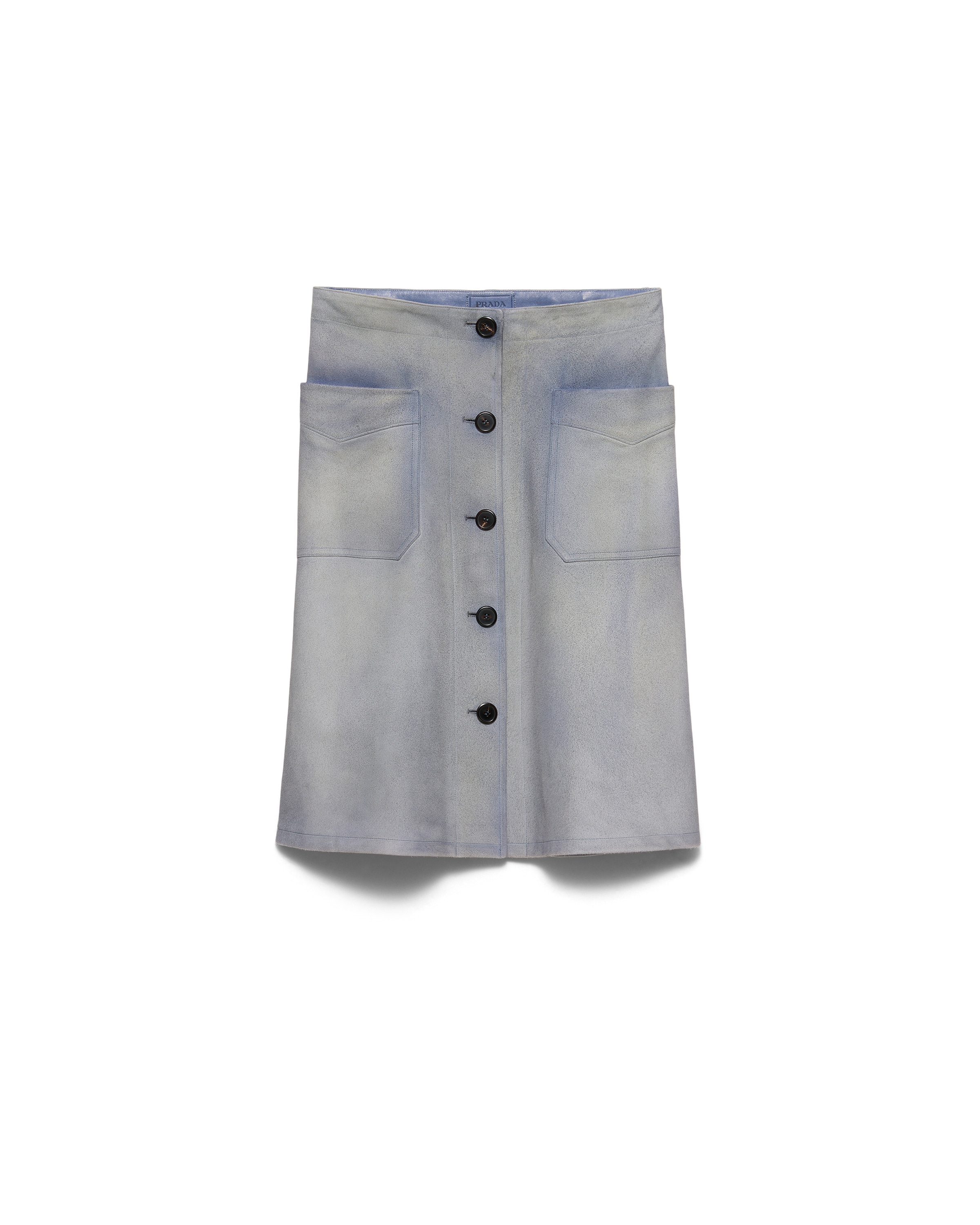 Prada Button-up Patch-pocket Skirt In Blue