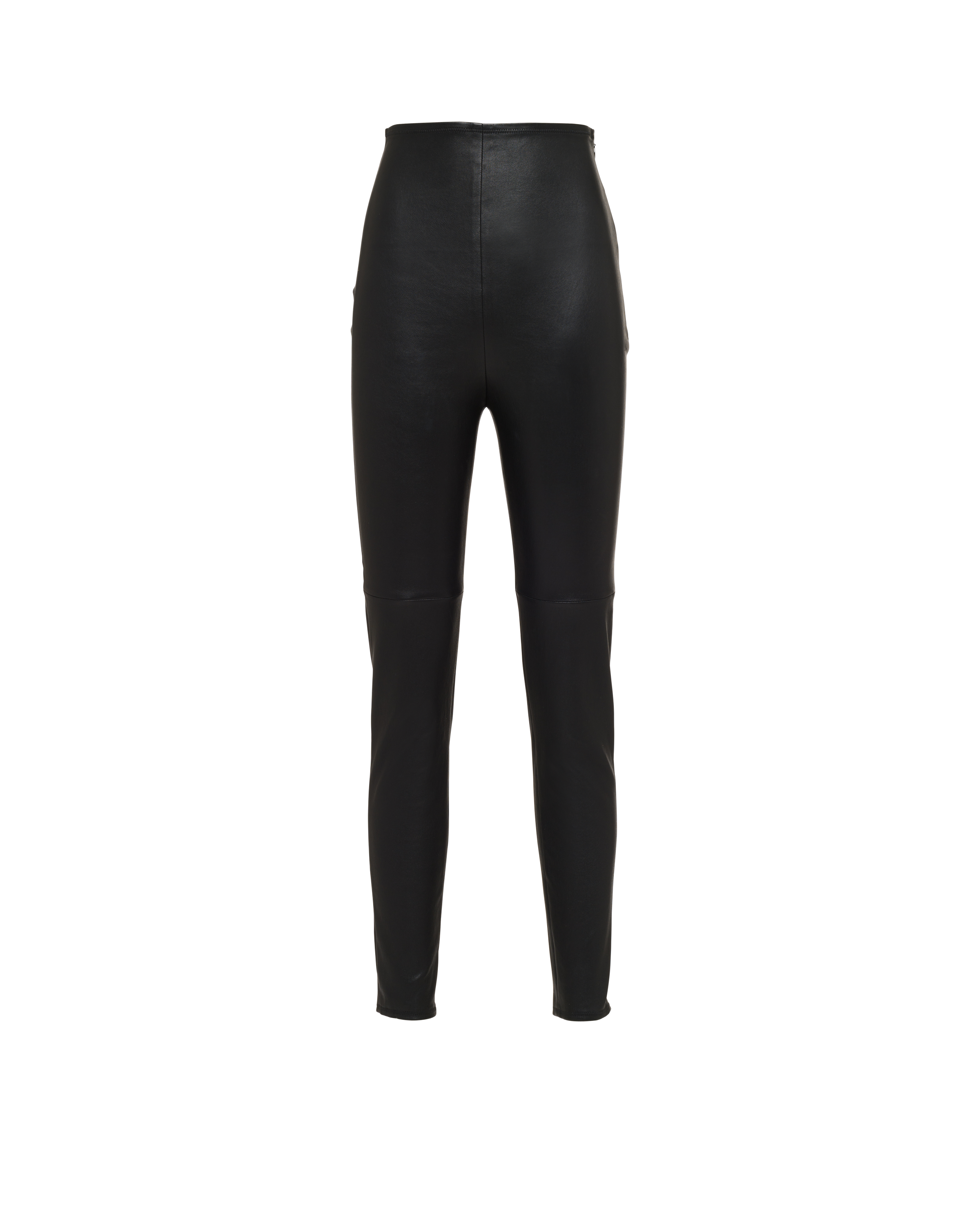 Prada Stretch Nappa Leather Pants In Schwarz