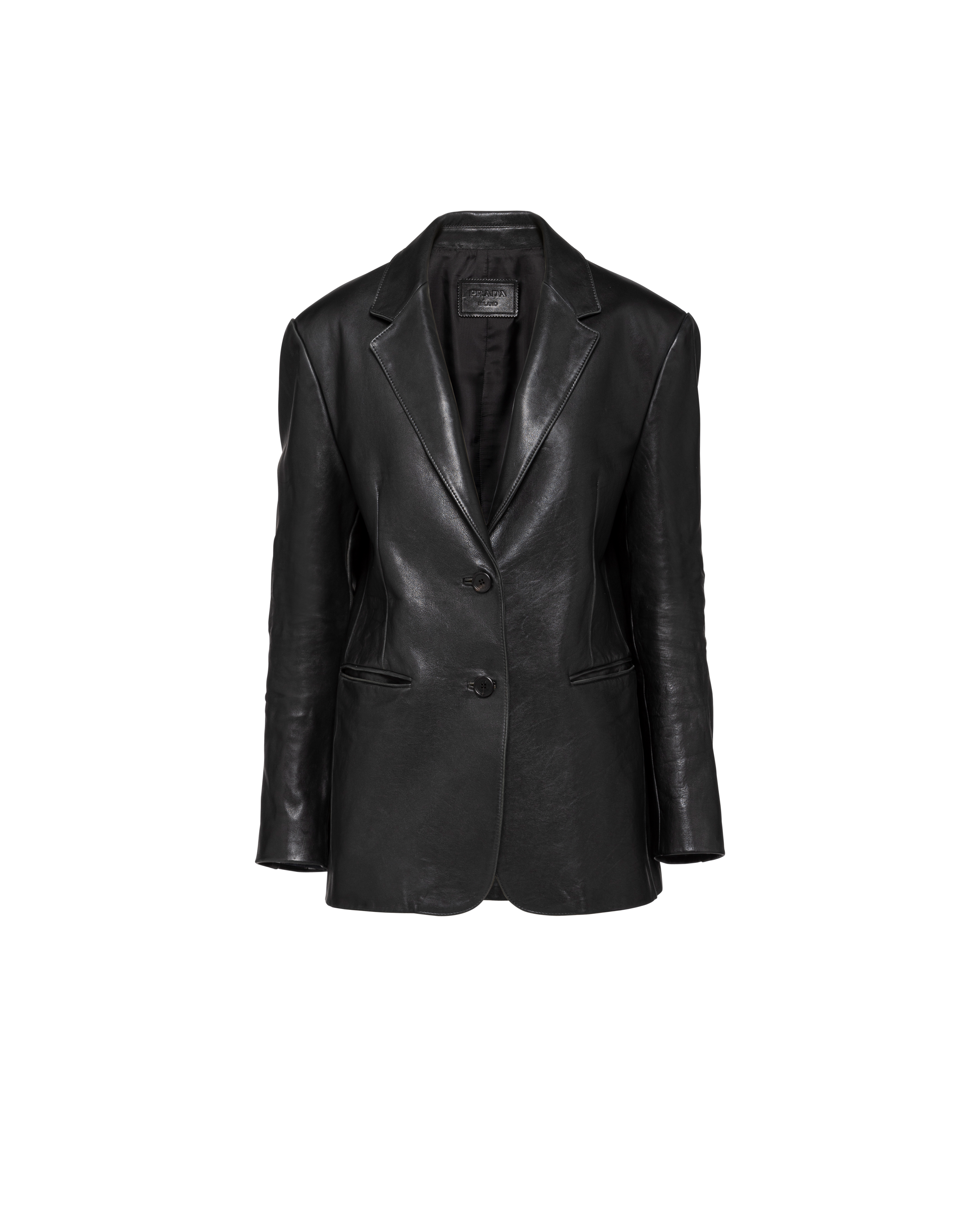 Prada Leather Jacket In Schwarz