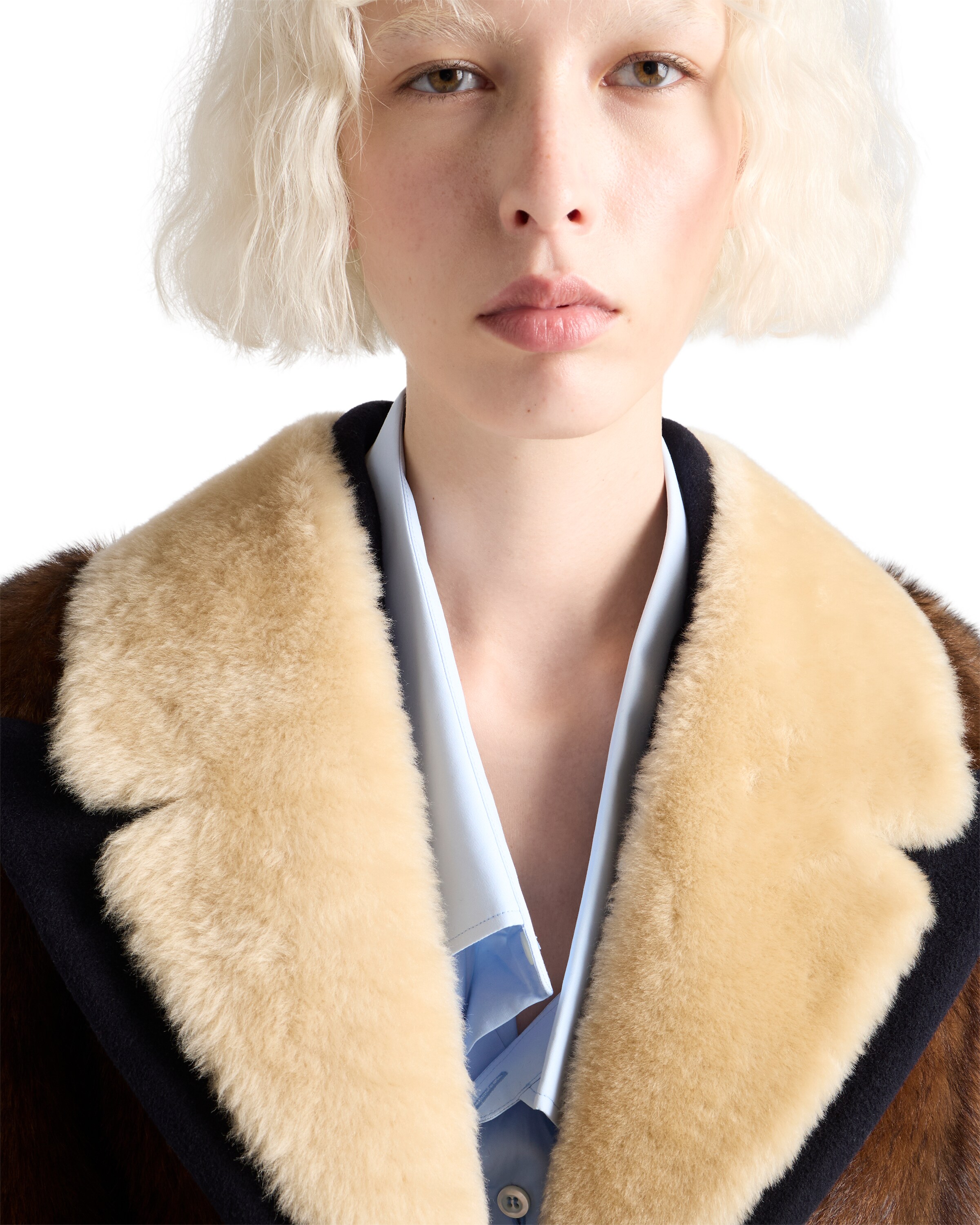 Prada Shearling Jacket In Brown
