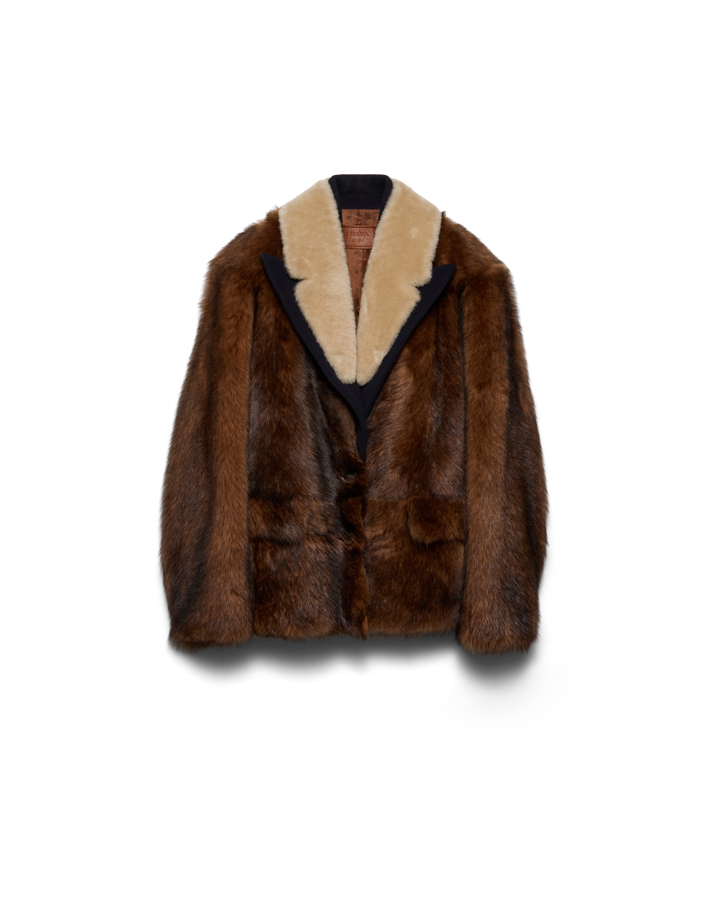 Prada Shearling Jacket In Brown