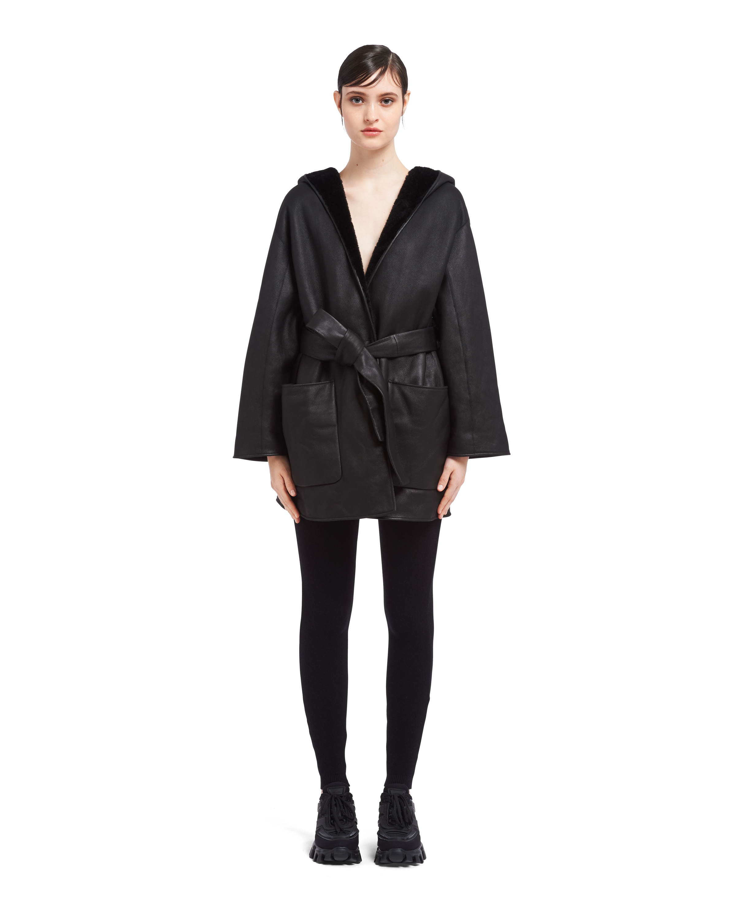 Reversible shearling caban jacket | Prada Reversible shearling caban jacket