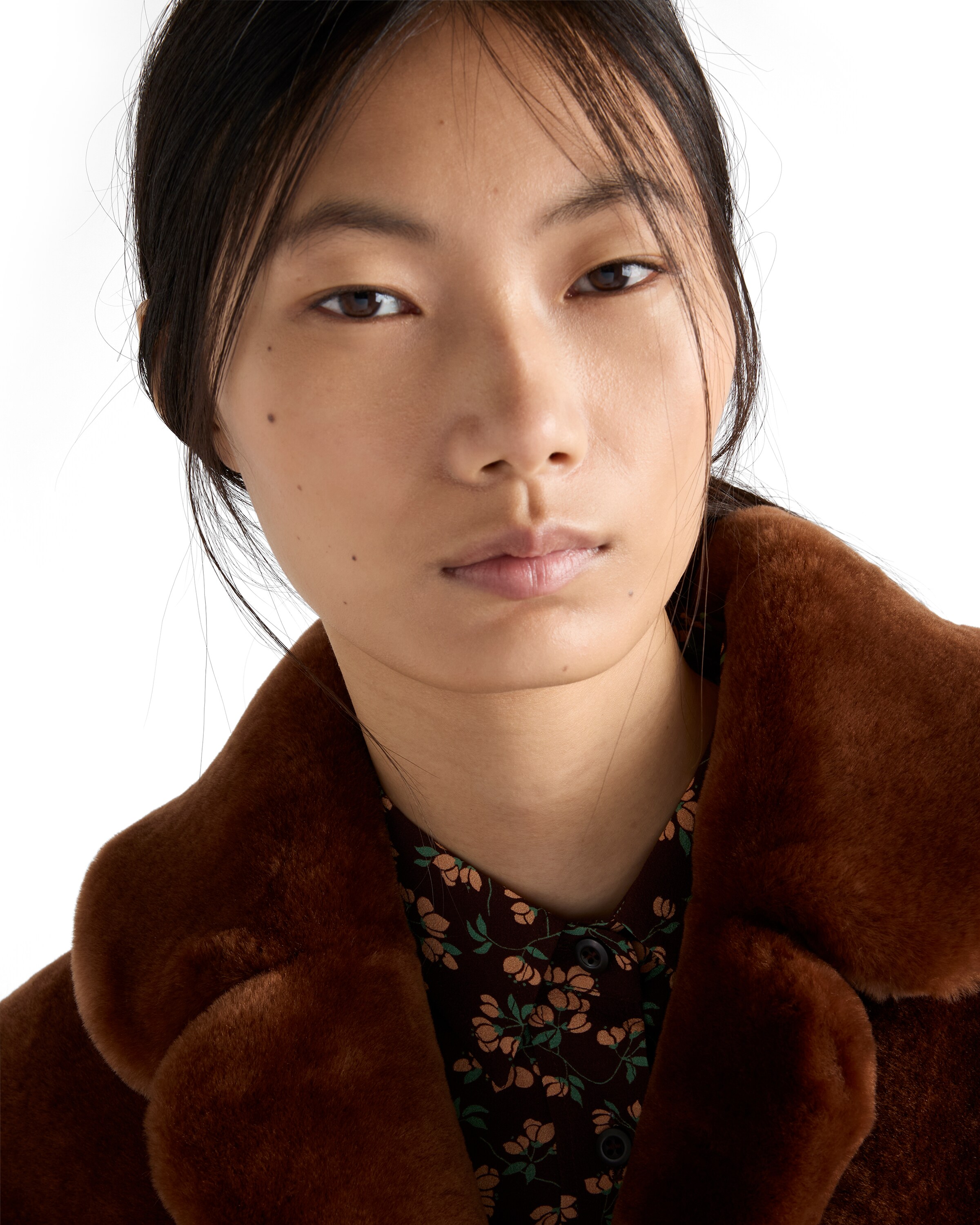 Prada Womens Brown Shearling Midi Coat In Brown