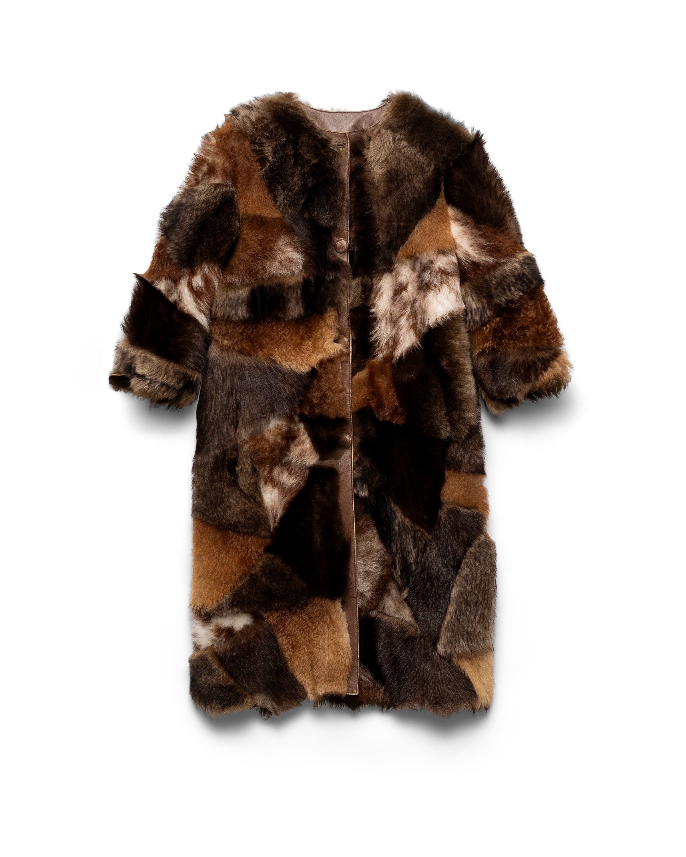 Prada Women's Patchwork Shearling Coat In Multi