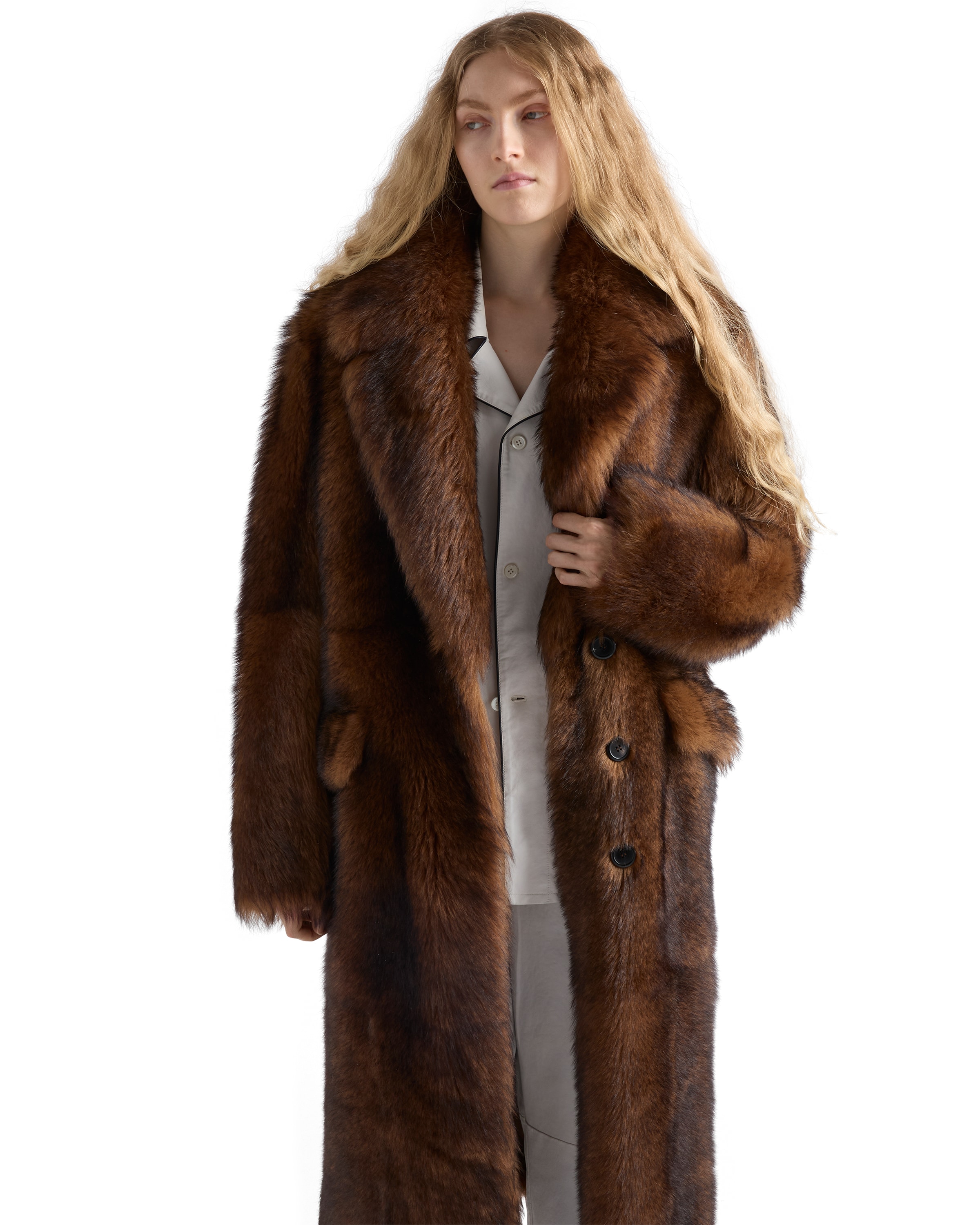Prada Women's Shearling Coat In Multi