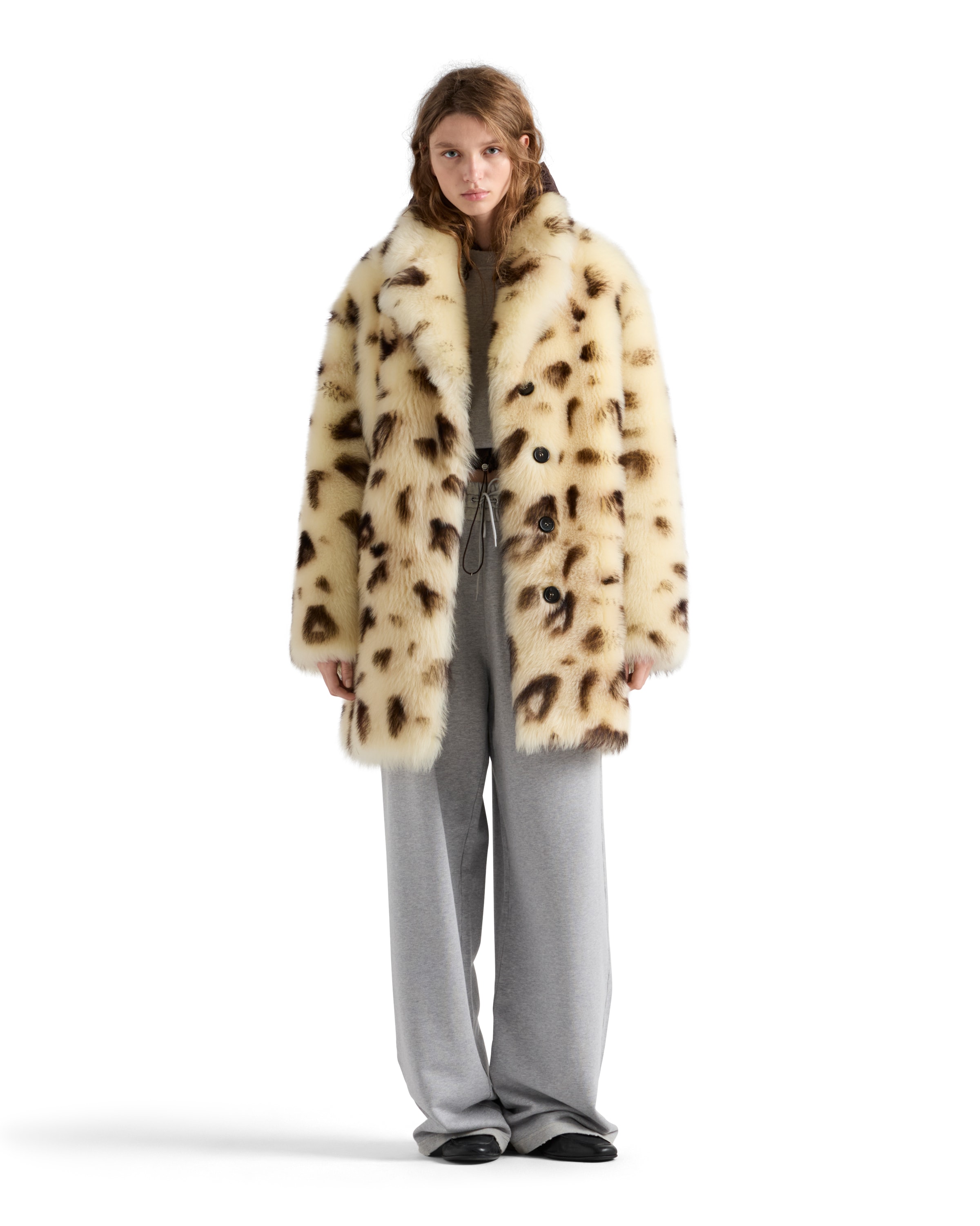 Prada Long-sleeved Button-up Coat In Animal Print | ModeSens