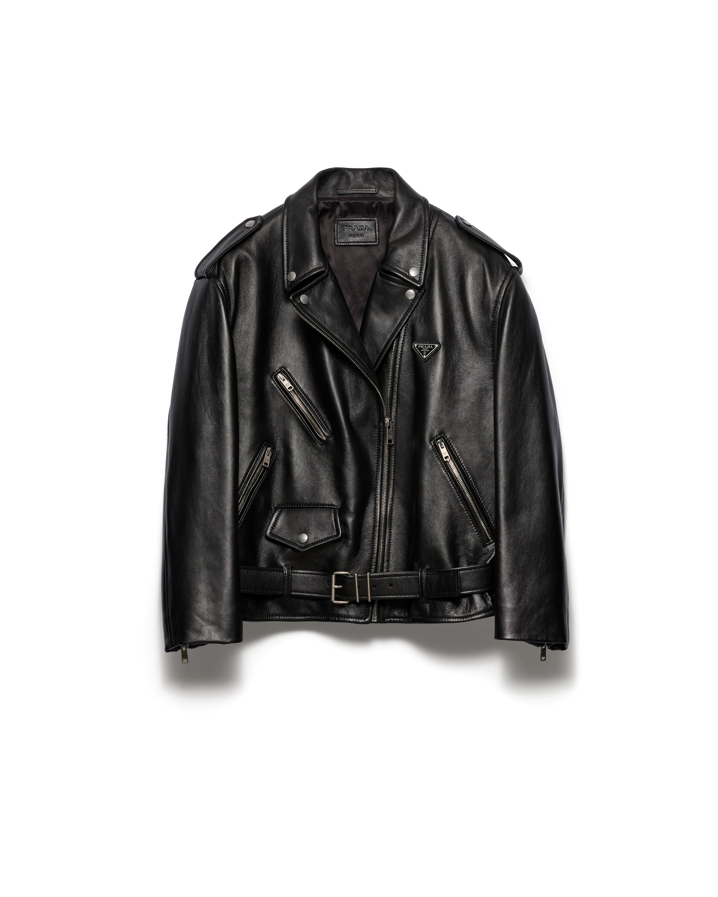 Prada Chiodo In Nappa, Donna, Nero, Taglia 40