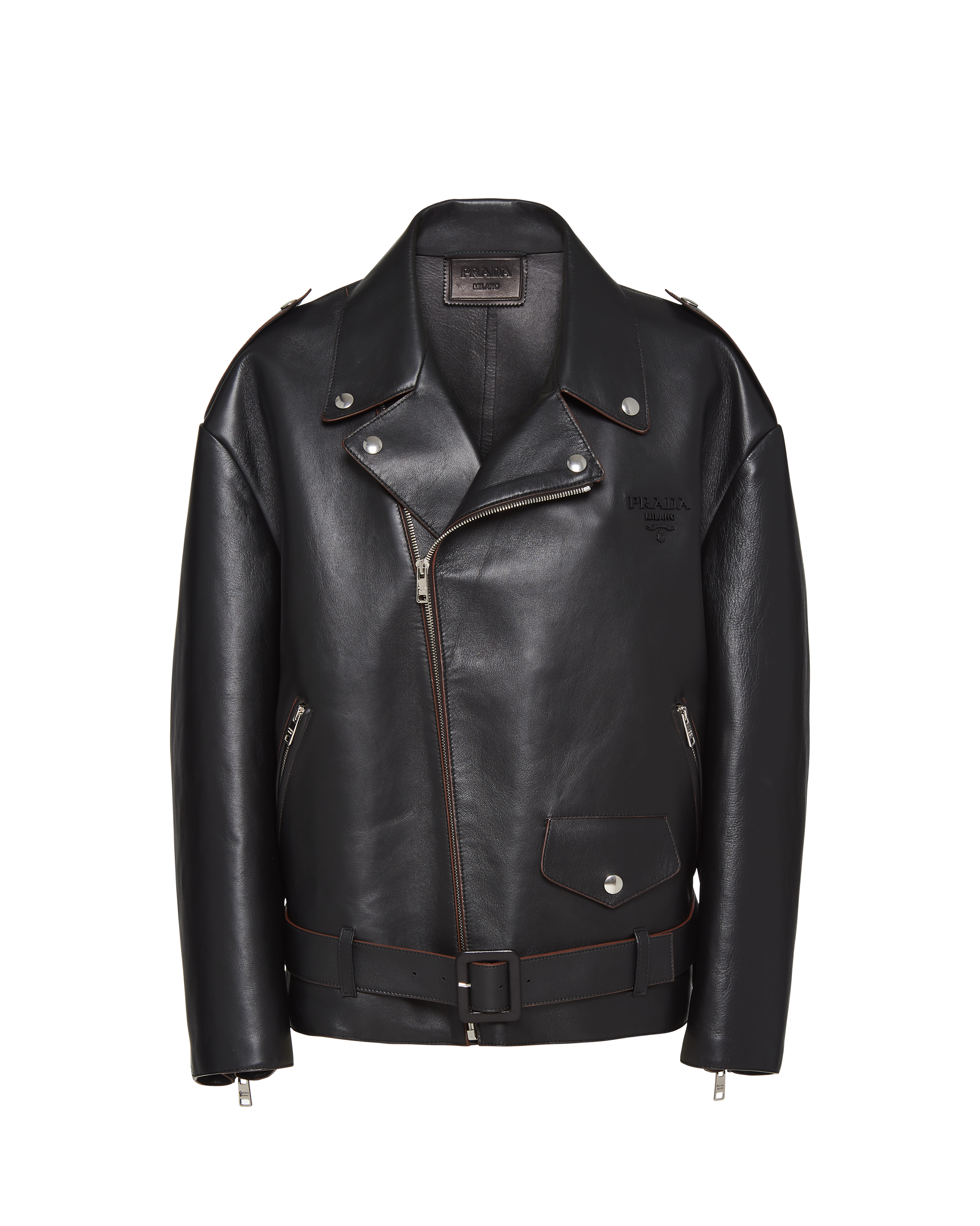 Nappa leather biker jacket | Prada