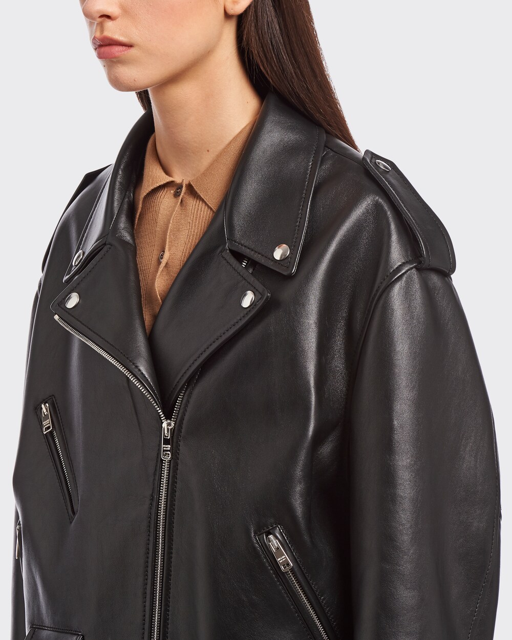 Black Leather biker jacket | Prada